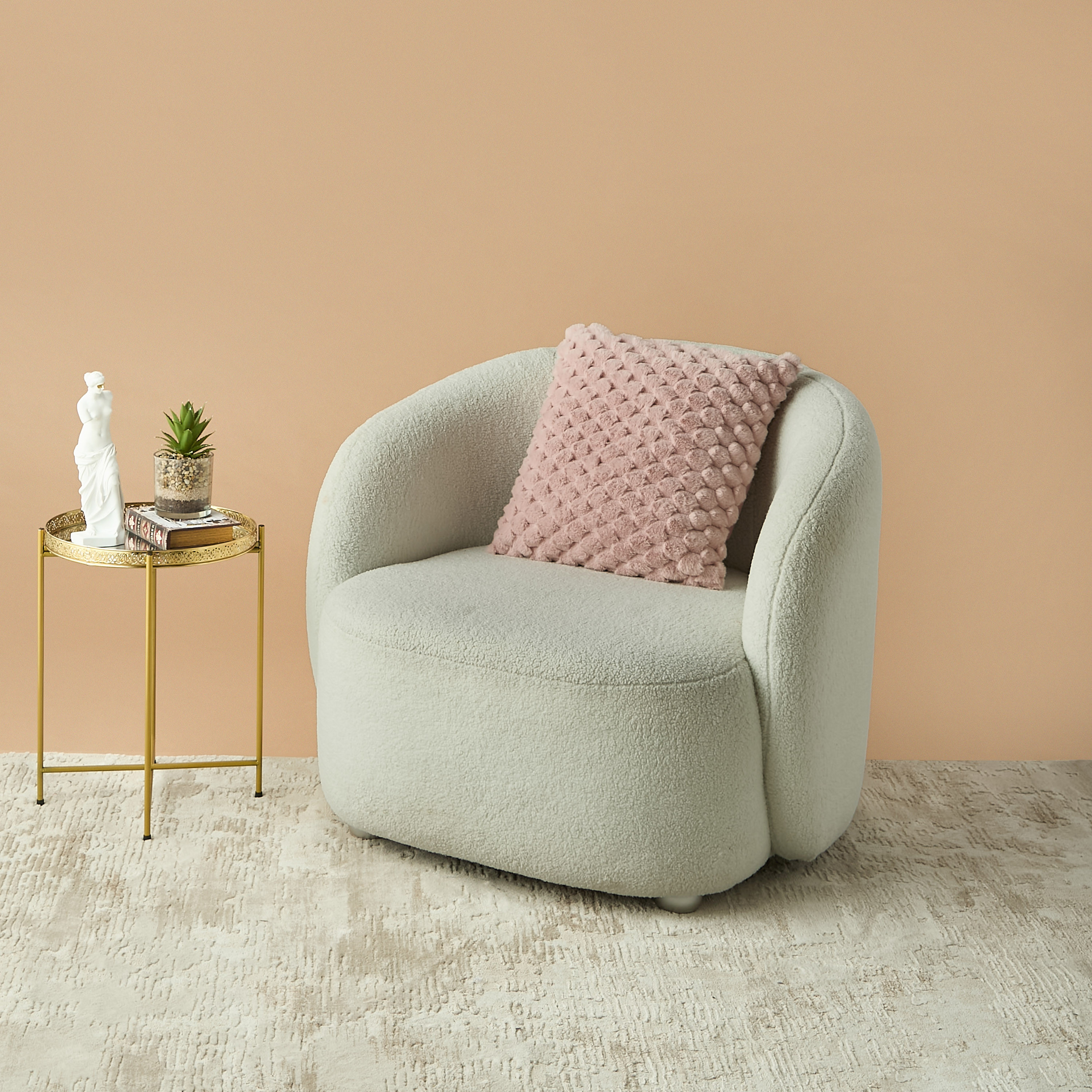 Honeycomb Textured Fur Cushion - 45x45 cm-household-cushionsandthrows-filledcushions-decorativecushions-image-1