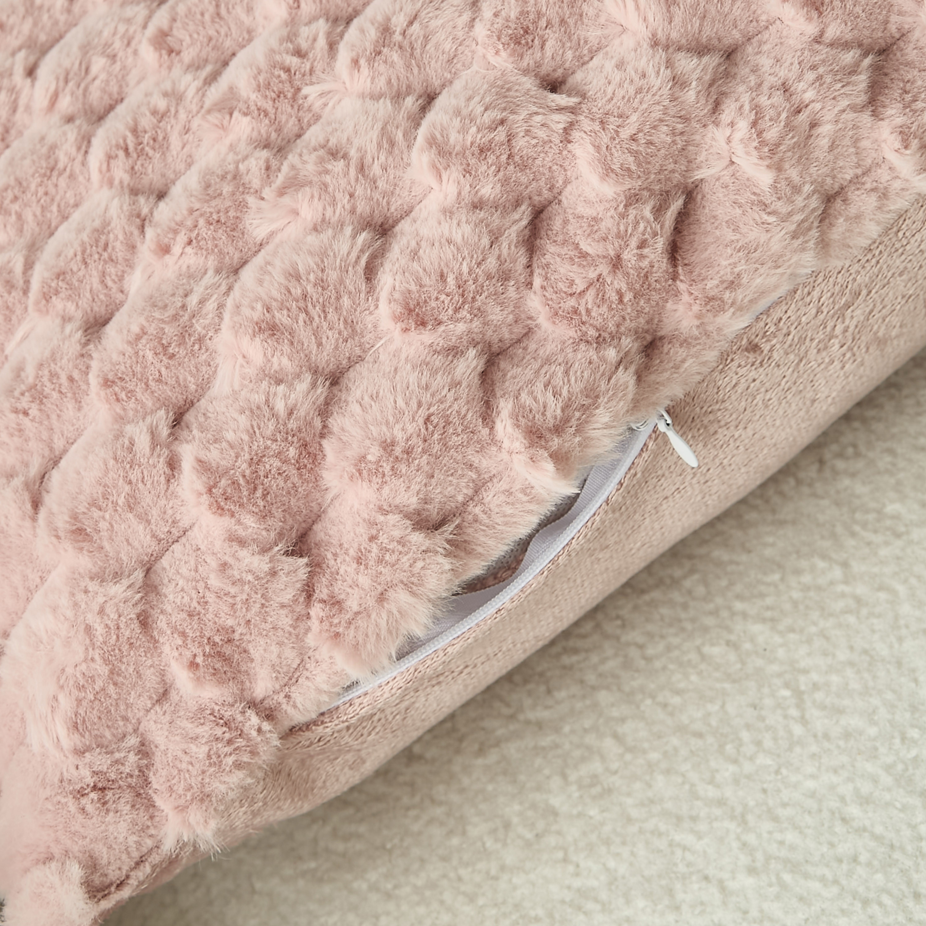 Honeycomb Textured Fur Cushion - 45x45 cm-household-cushionsandthrows-filledcushions-decorativecushions-image-4