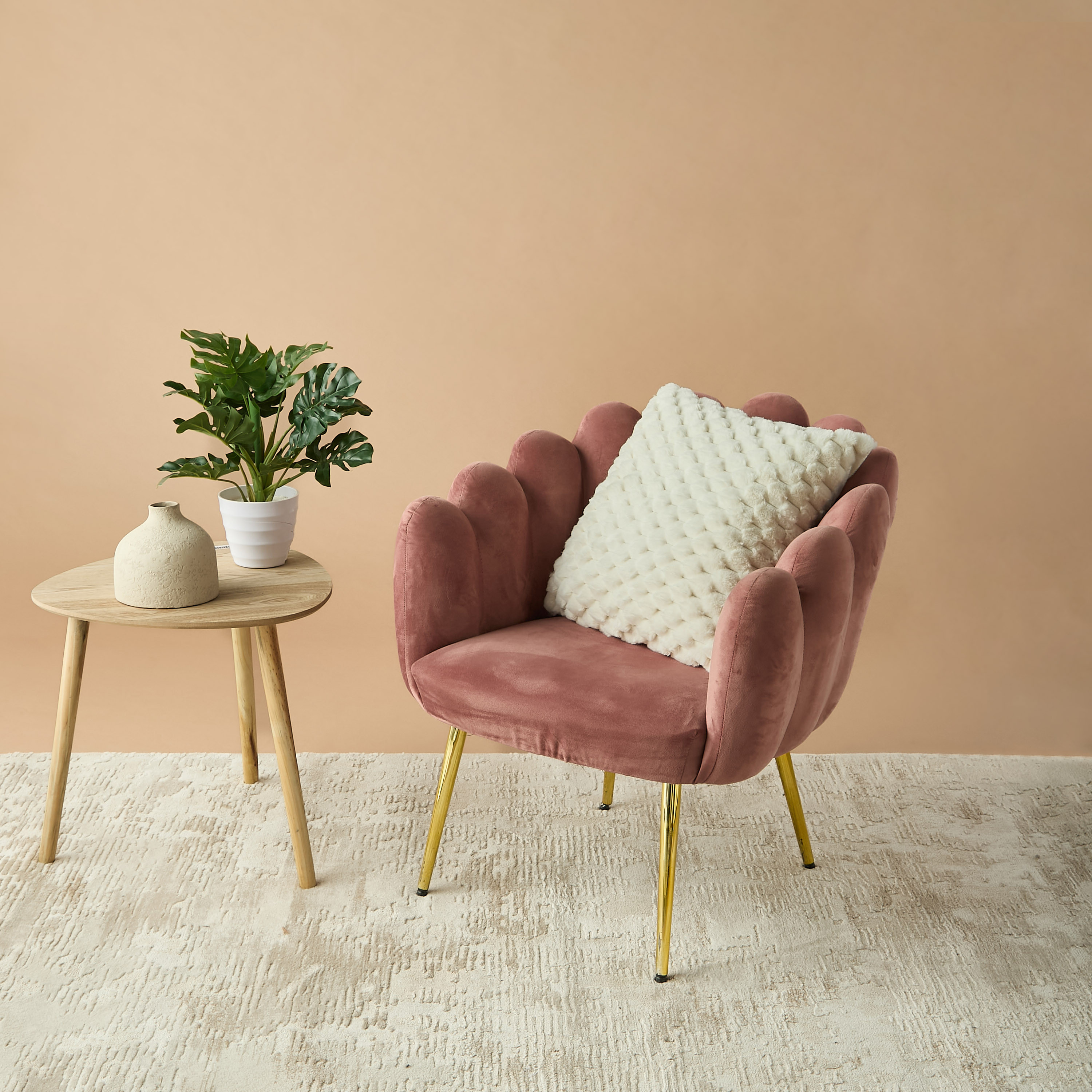 Honey Comb Faux Fur Textured Filled Cushion - 45x45 cm-household-cushionsandthrows-filledcushions-decorativecushions-image-1