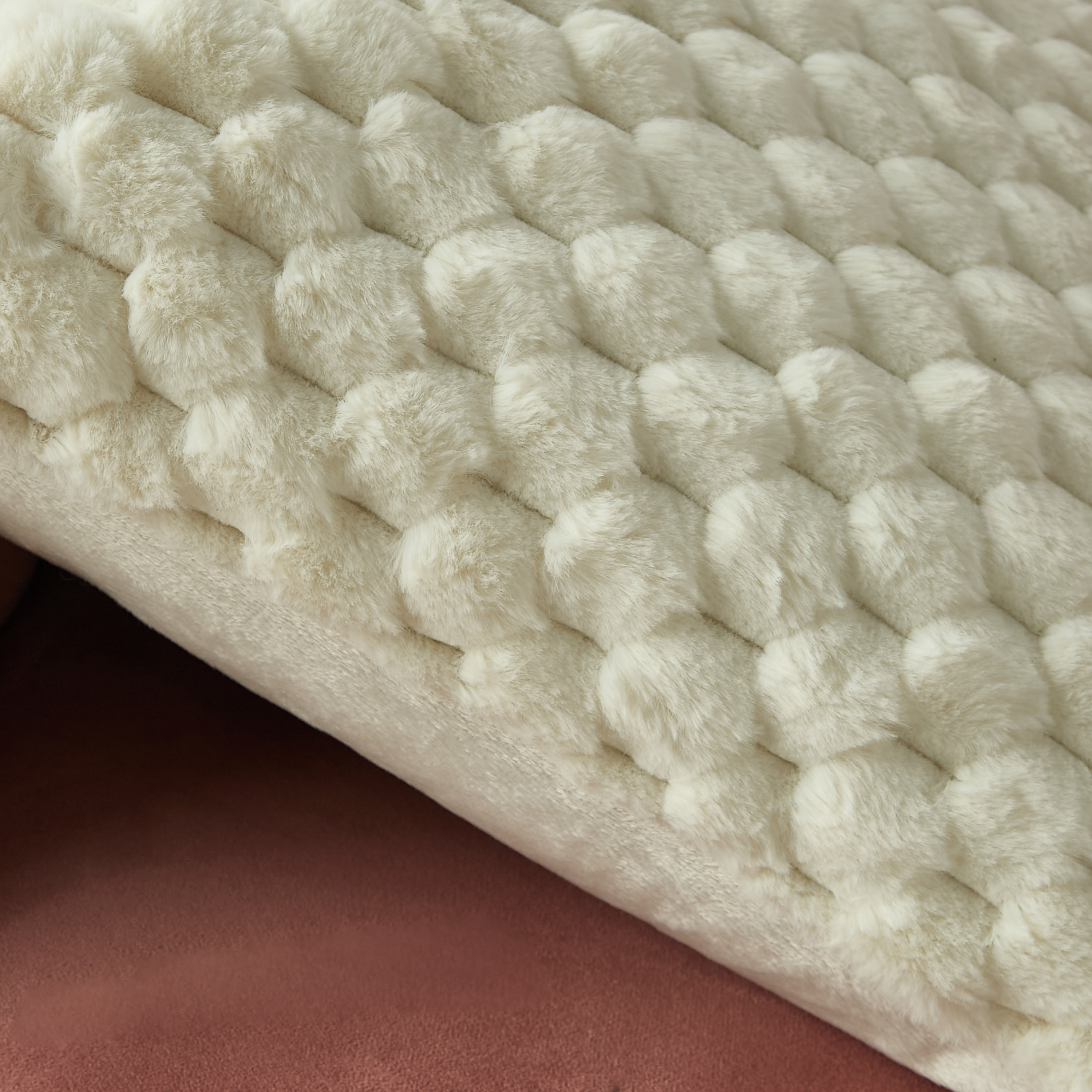 Honey Comb Faux Fur Textured Filled Cushion - 45x45 cm-household-cushionsandthrows-filledcushions-decorativecushions-image-3