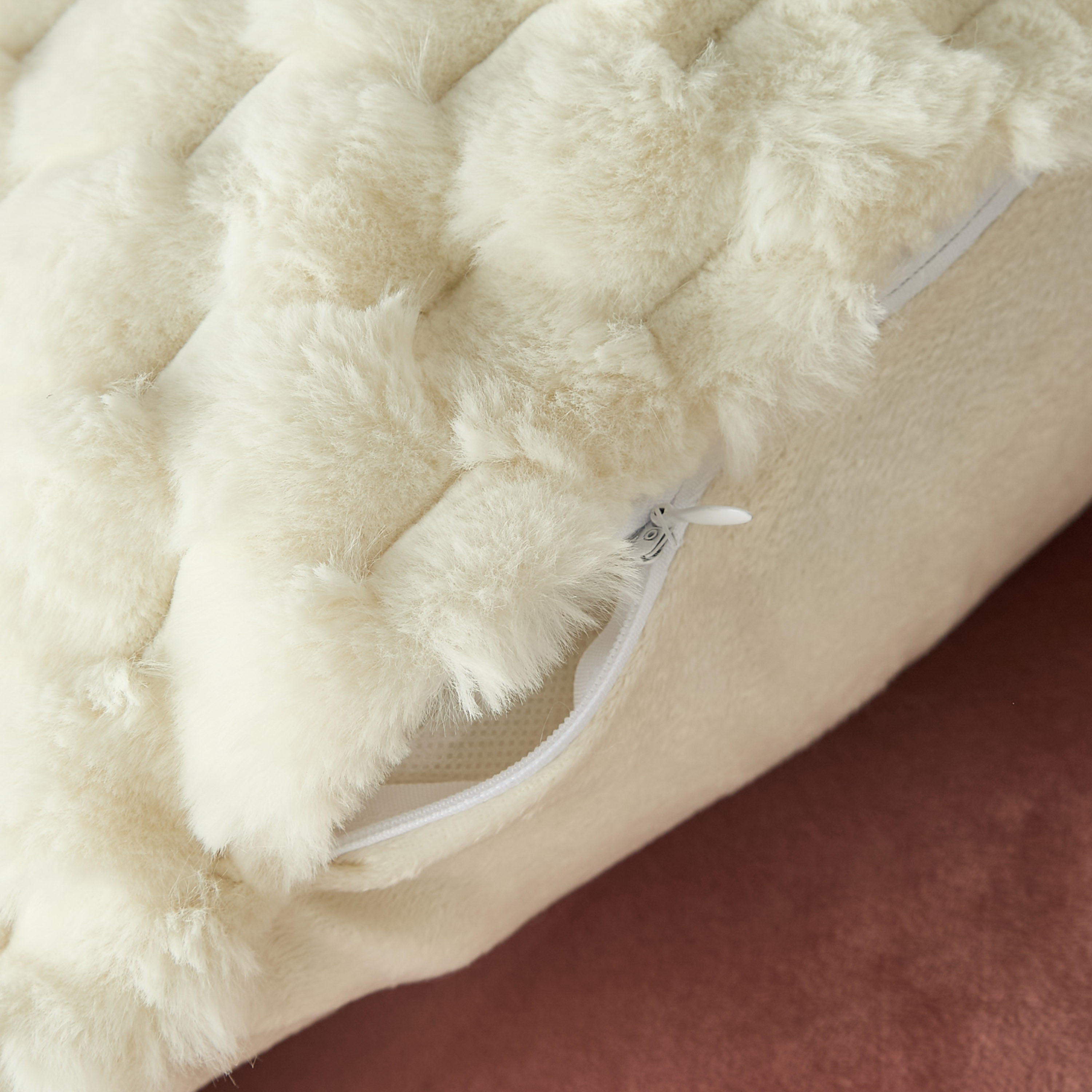 Honey Comb Faux Fur Textured Filled Cushion - 45x45 cm-household-cushionsandthrows-filledcushions-decorativecushions-image-4