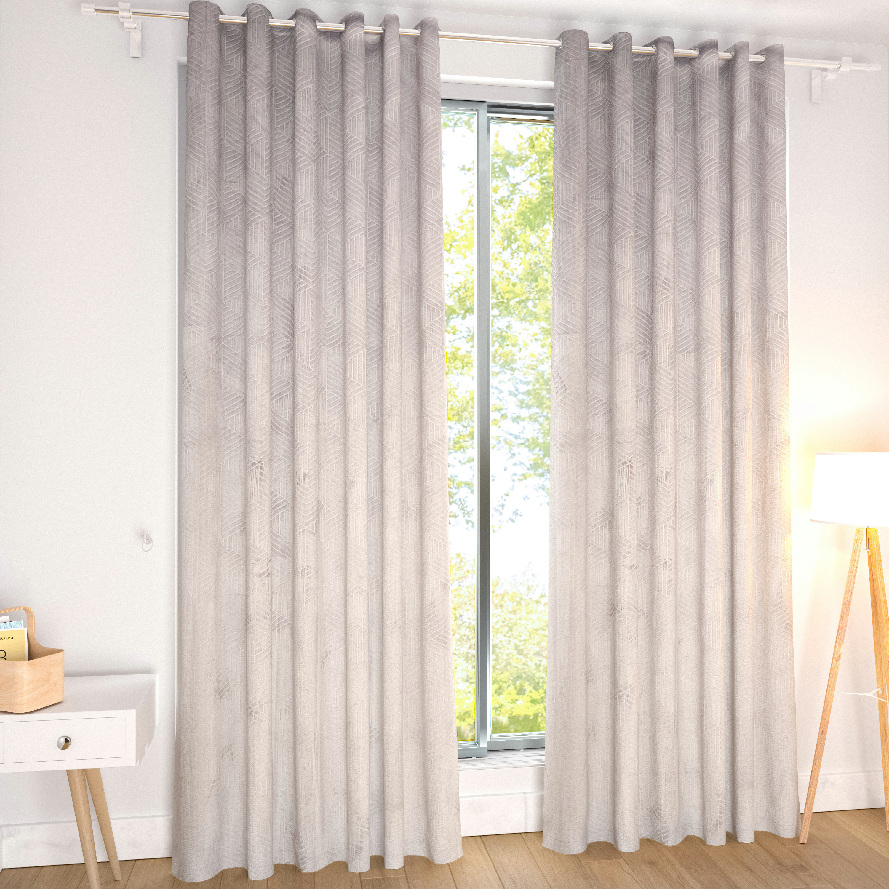 Textured 2-Piece Curtain Set - 140x240 cm-household-windows-curtains-image-1