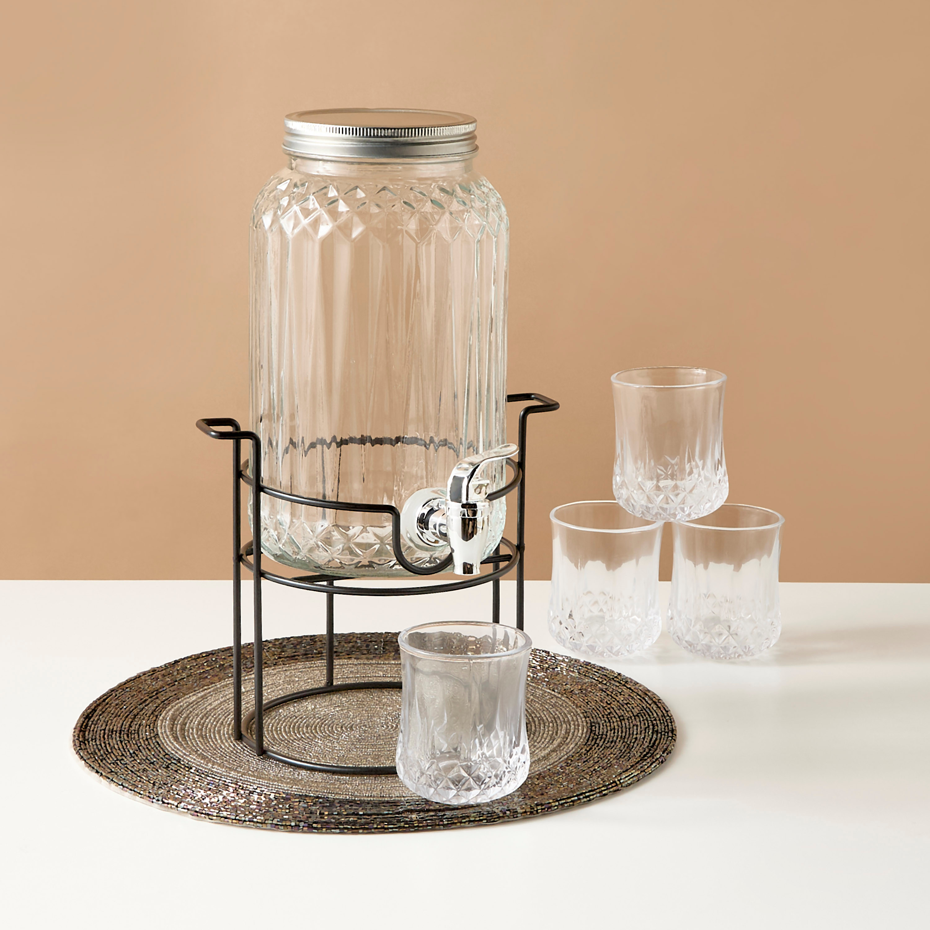 طقم موزع وأكواب زجاجية 6 قطع-household-dining-drinkserveware-dispensers-image-1