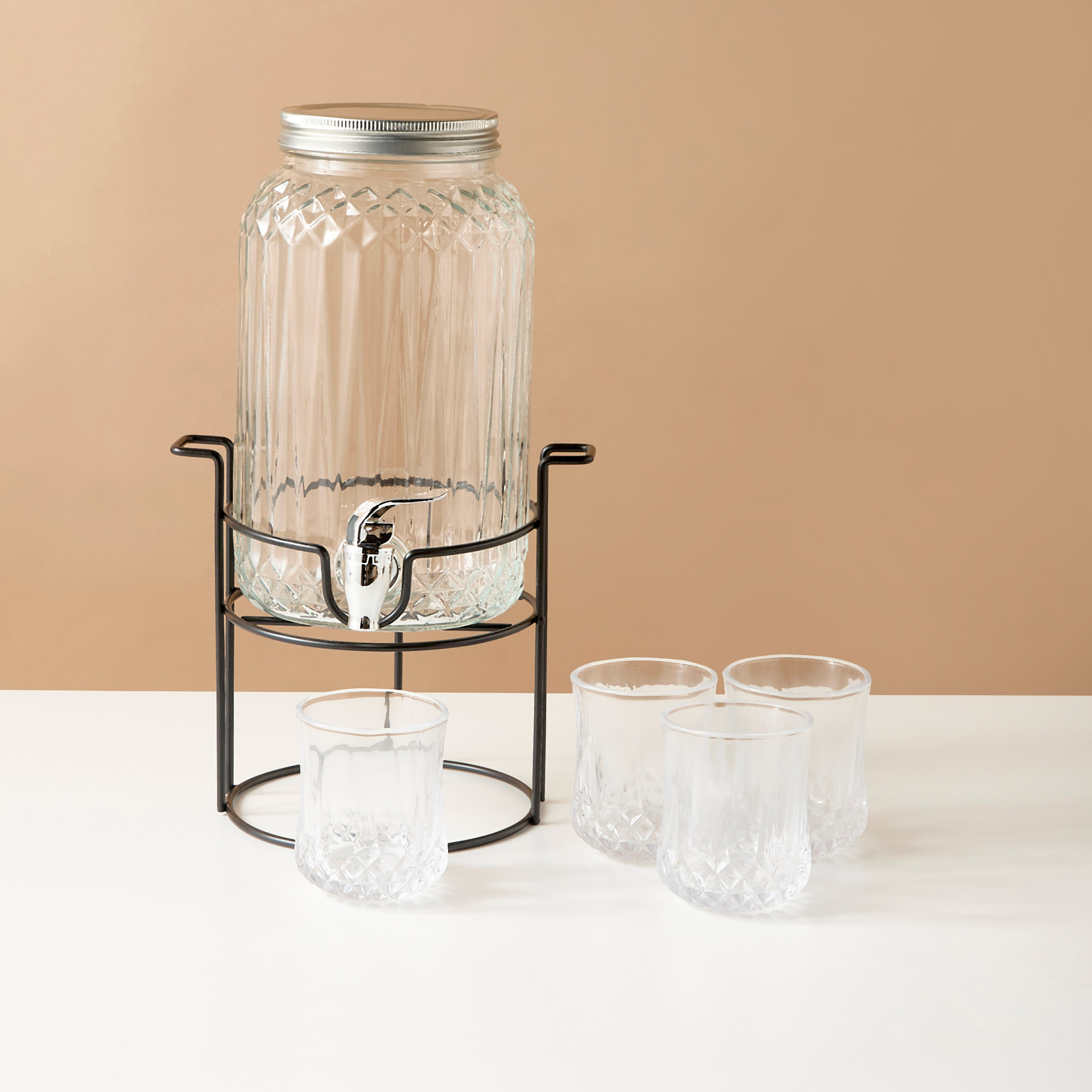 طقم موزع وأكواب زجاجية 6 قطع-household-dining-drinkserveware-dispensers-image-2