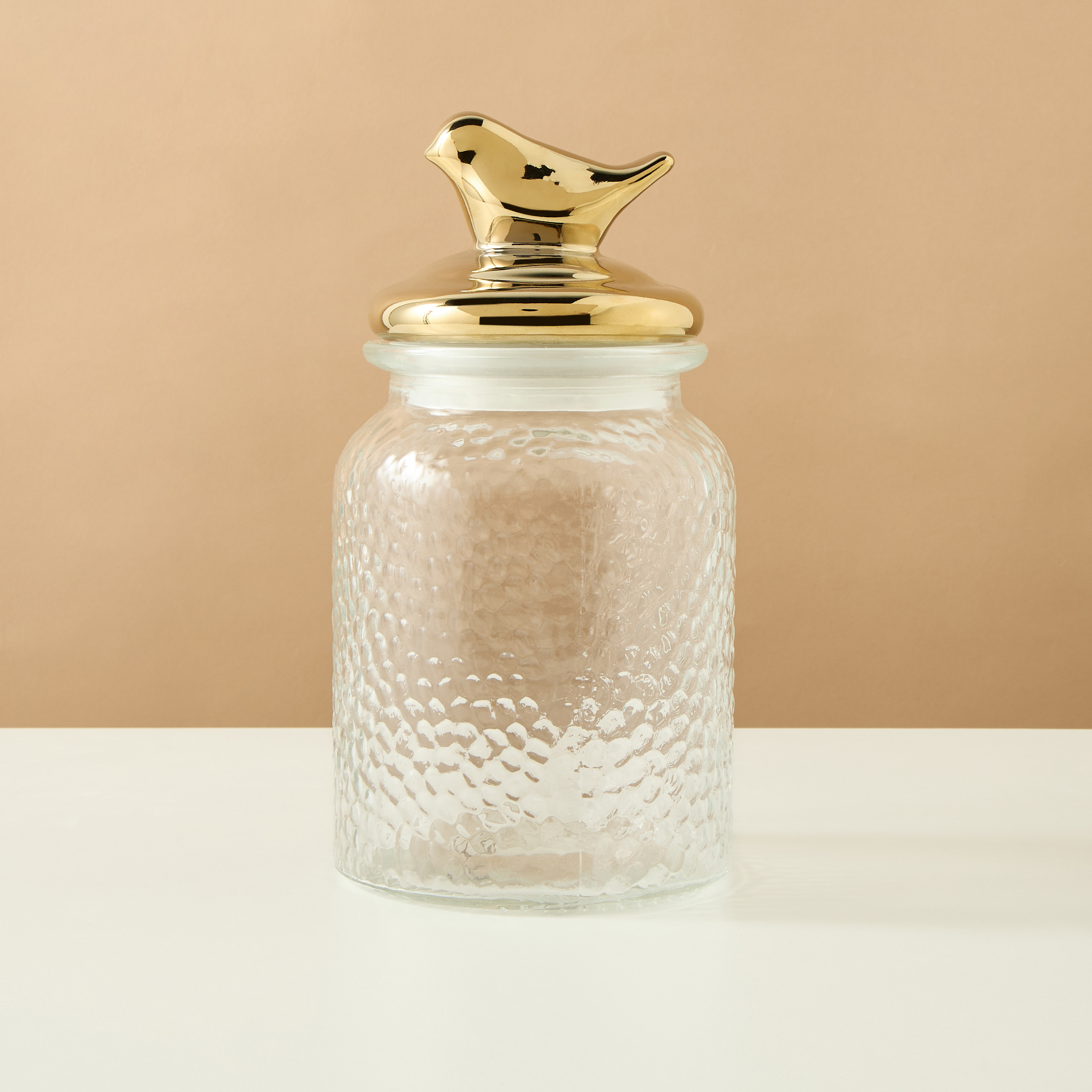 Textured Glass Jar with Lid - 520 ml-household-kitchen-foodstorage-containers-image-1