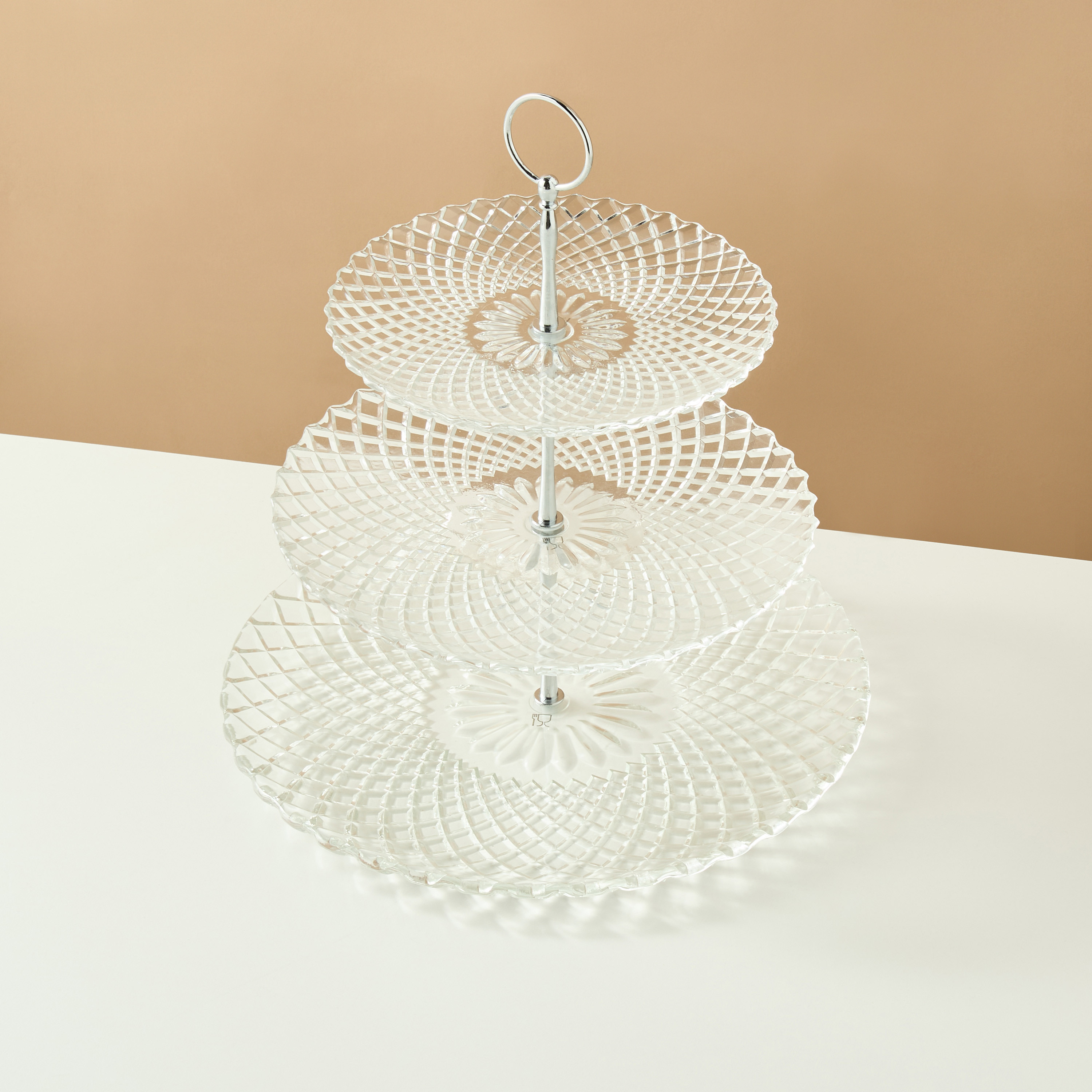 حامل كيك 3 طوابق زجاج بارز الملمس - 6x31 سم-household-dining-serveware-cakestands-image-2