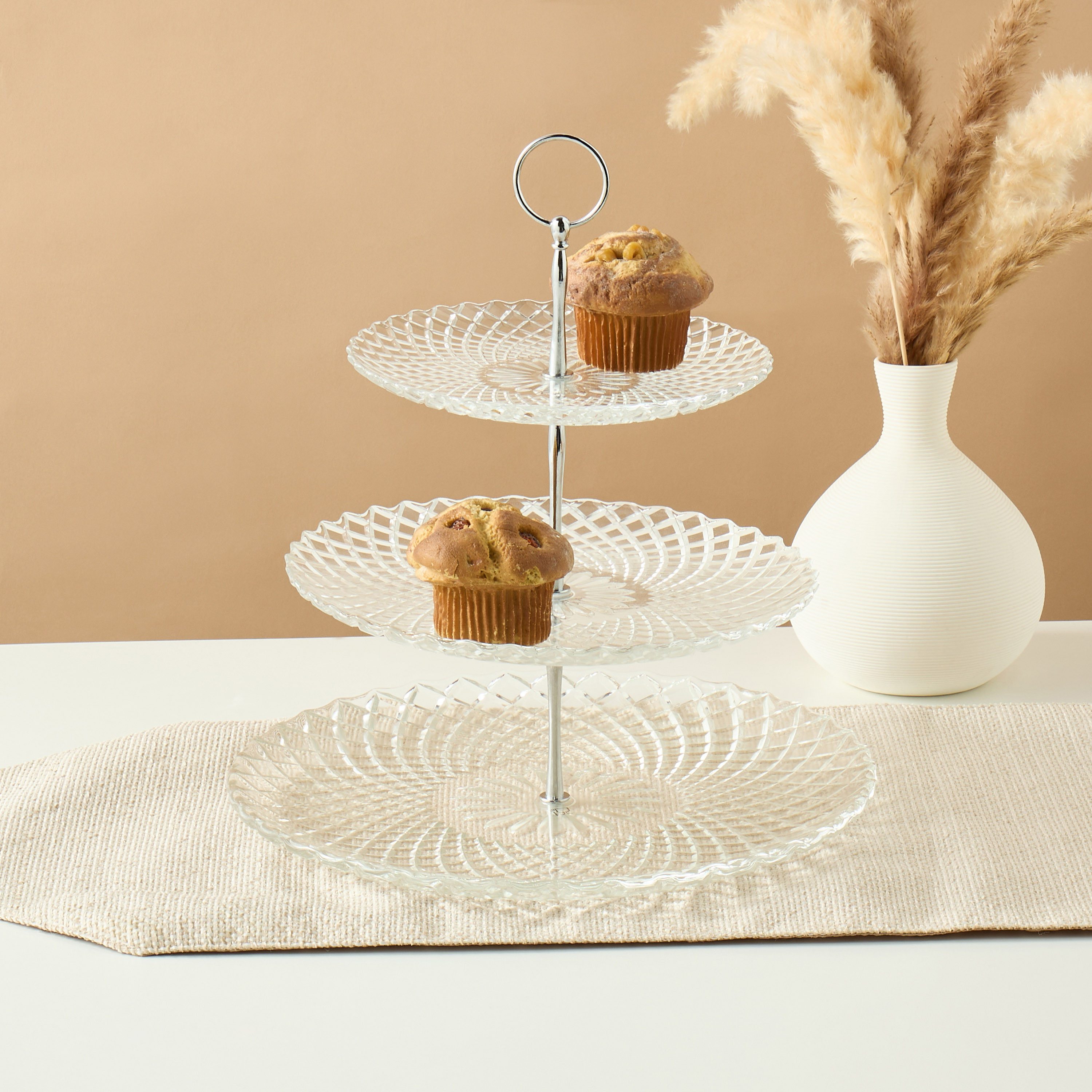 حامل كيك 3 طوابق زجاج بارز الملمس - 6x31 سم-household-dining-serveware-cakestands-image-4