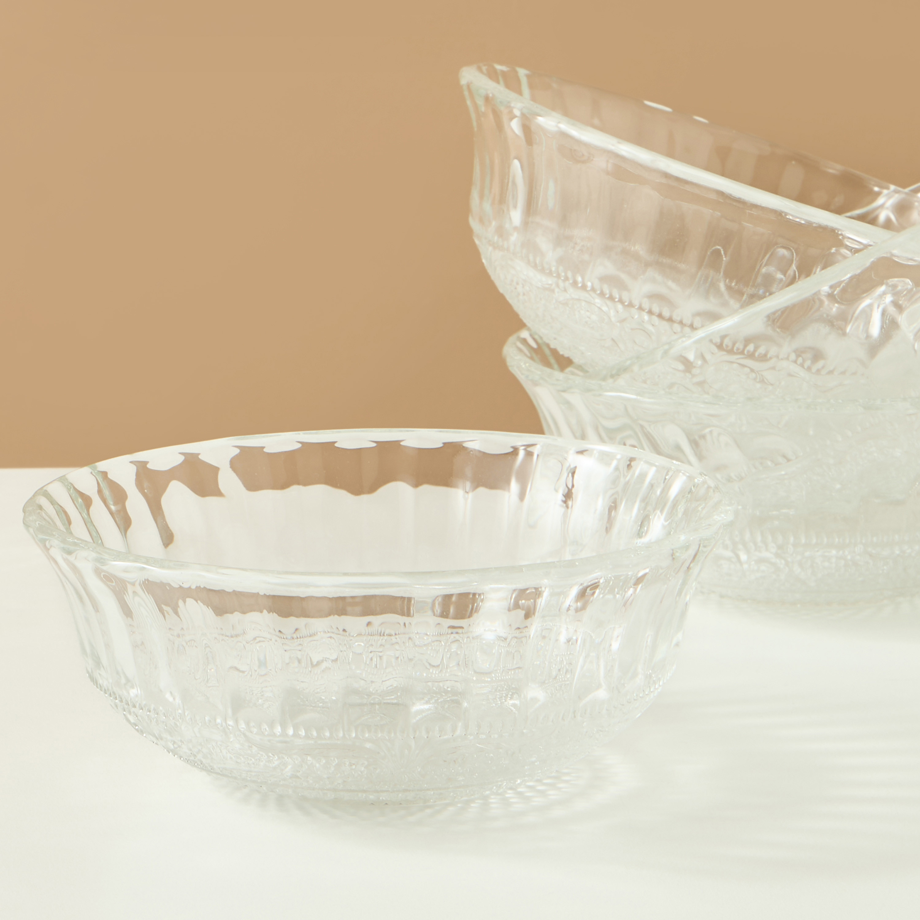 Textured 5-Piece Glass Serving Bowl Set - 23 cms-household-dining-dinnerware-bowls-image-4