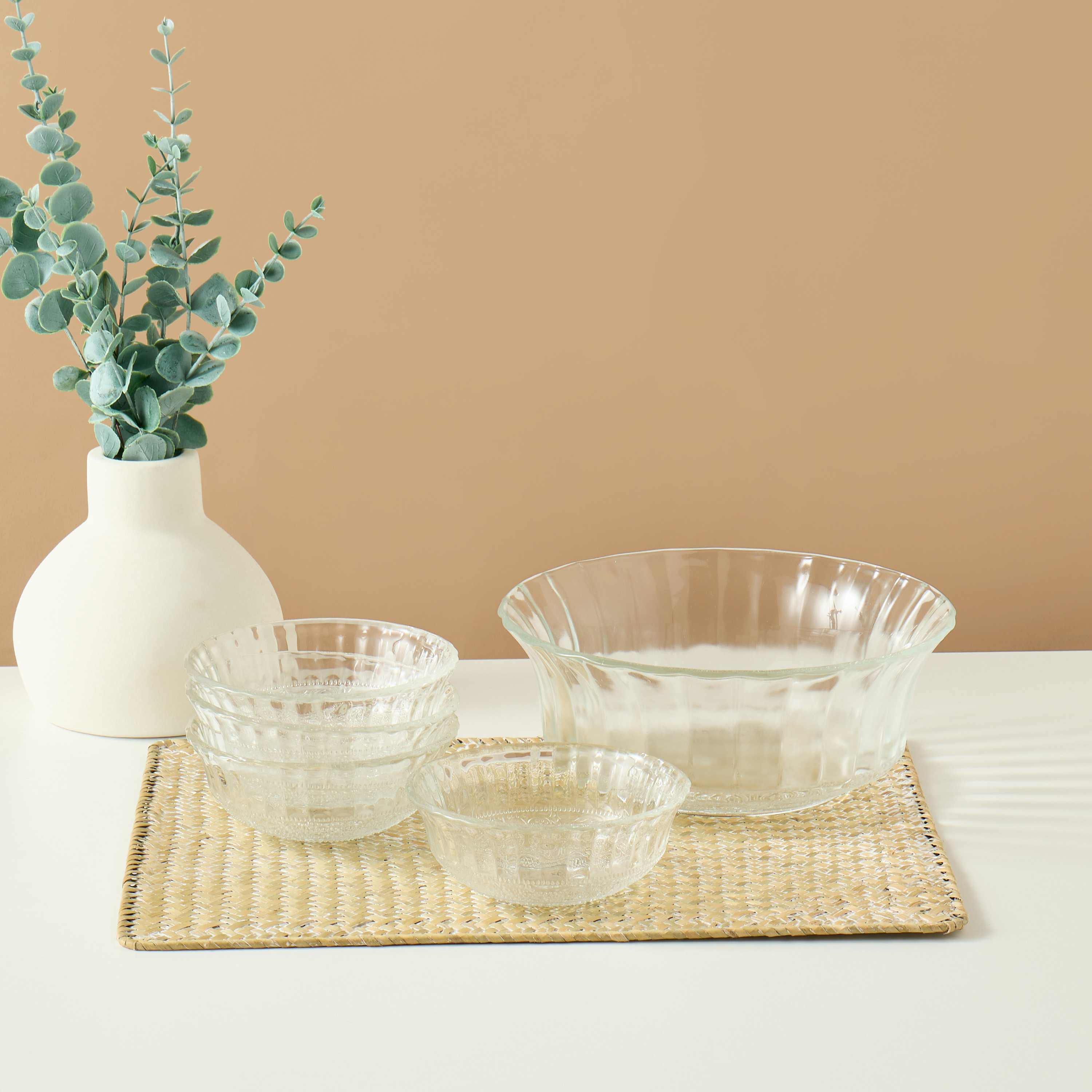 Textured 5-Piece Glass Serving Bowl Set - 23 cms-household-dining-dinnerware-bowls-image-5