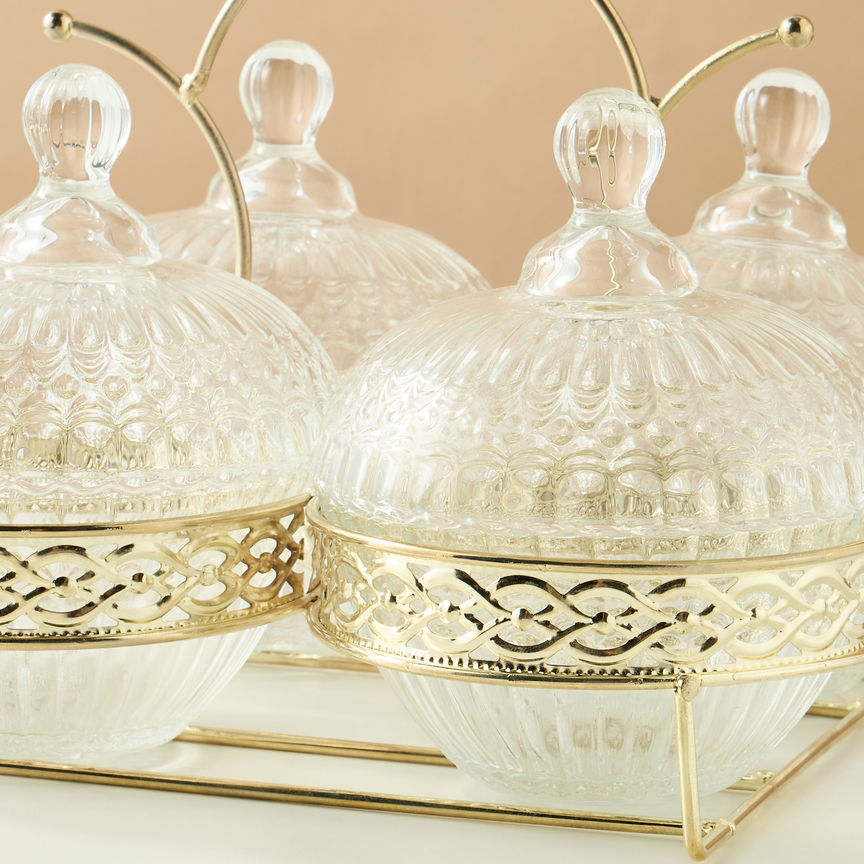 طقم جرات زجاج وحامل 5 قطع بارز الملمس-household-dining-dinnerware-bowls-image-3