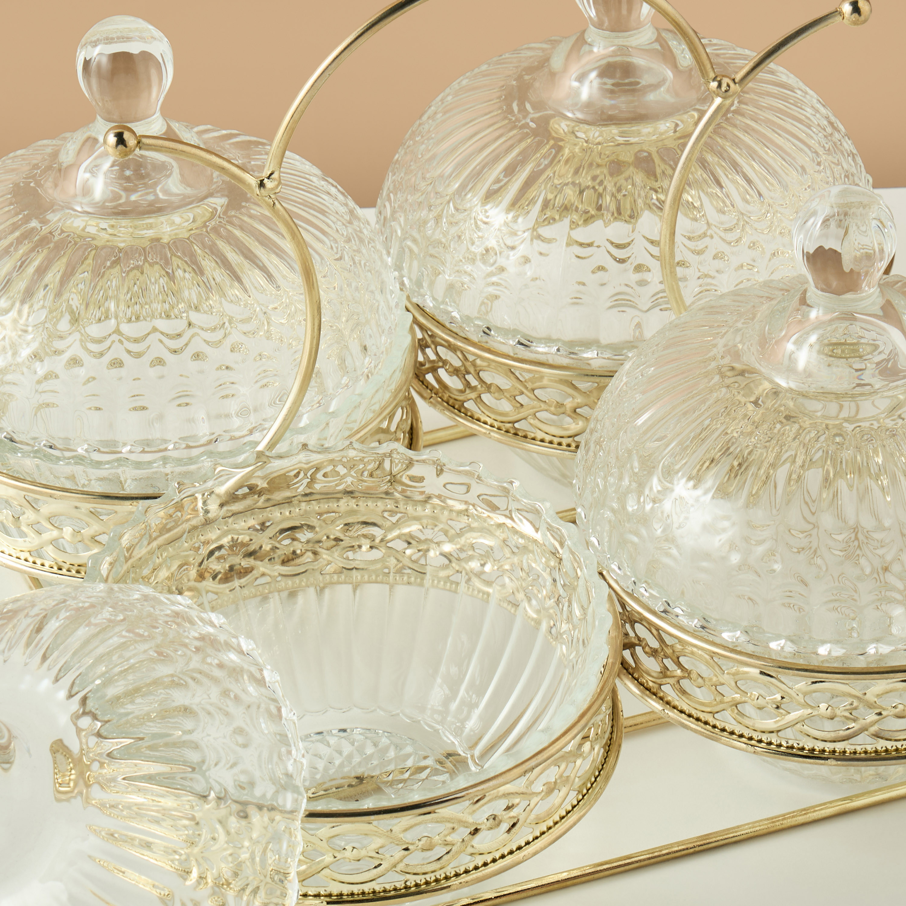 طقم جرات زجاج وحامل 5 قطع بارز الملمس-household-dining-dinnerware-bowls-image-4
