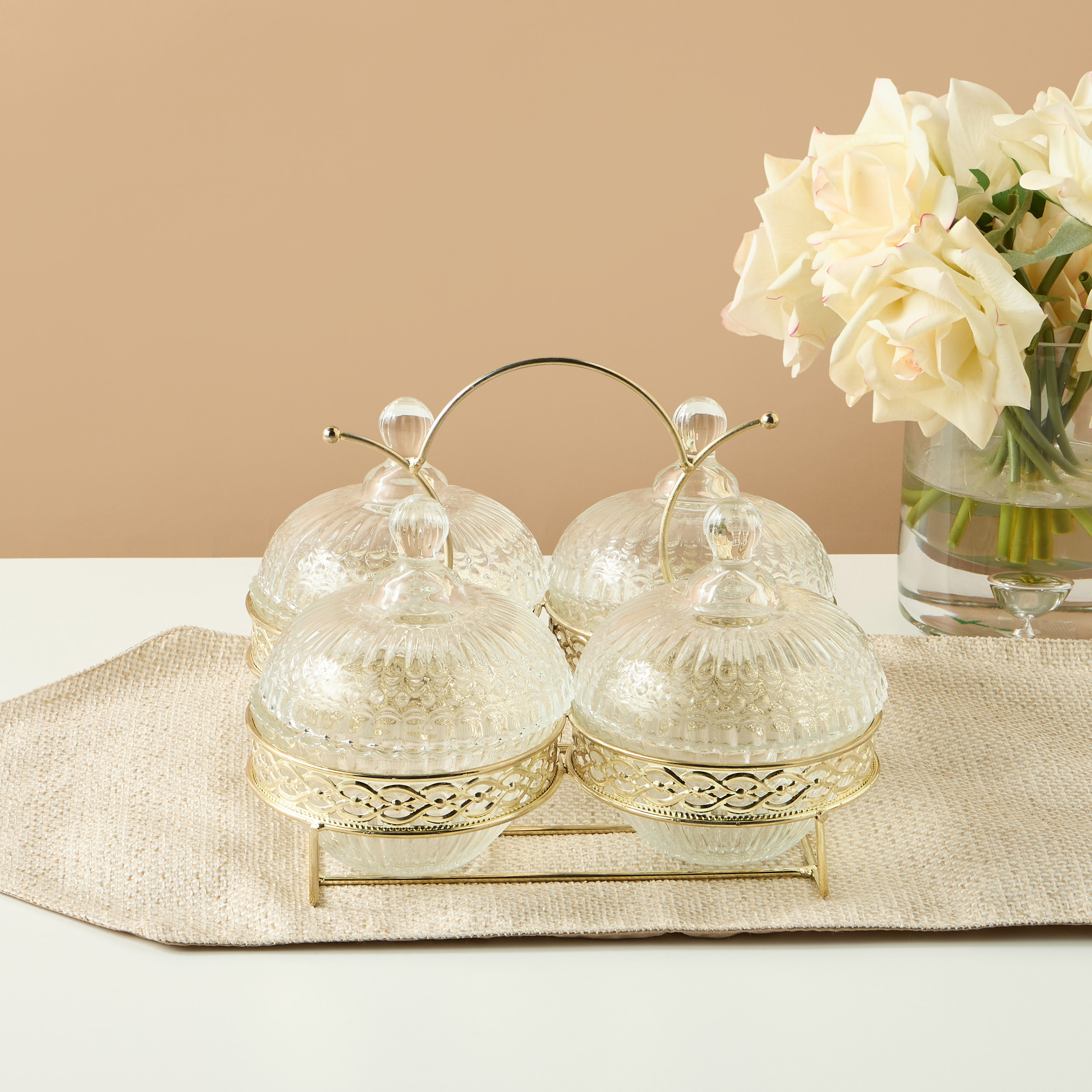 طقم جرات زجاج وحامل 5 قطع بارز الملمس-household-dining-dinnerware-bowls-image-5
