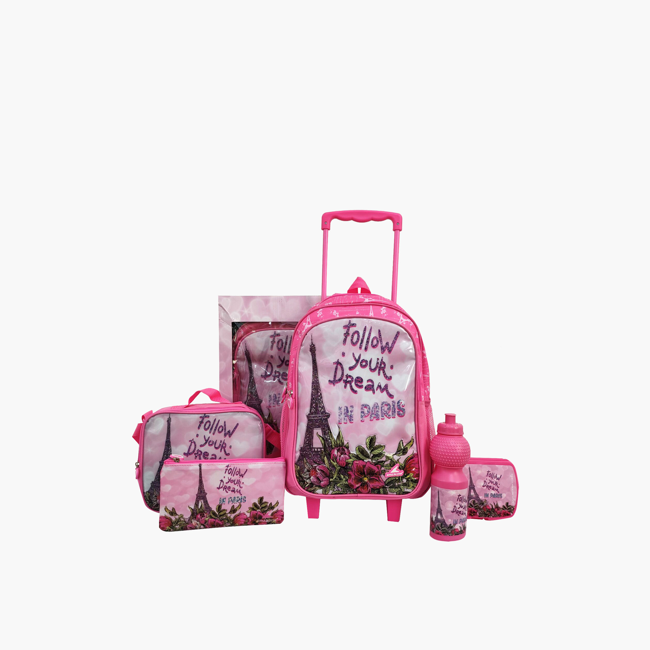 Royal Falcon Graphic Print 5-Piece 16-inch Trolley Backpack Set-school-bagsandbackpacks-trolleybags-image-1