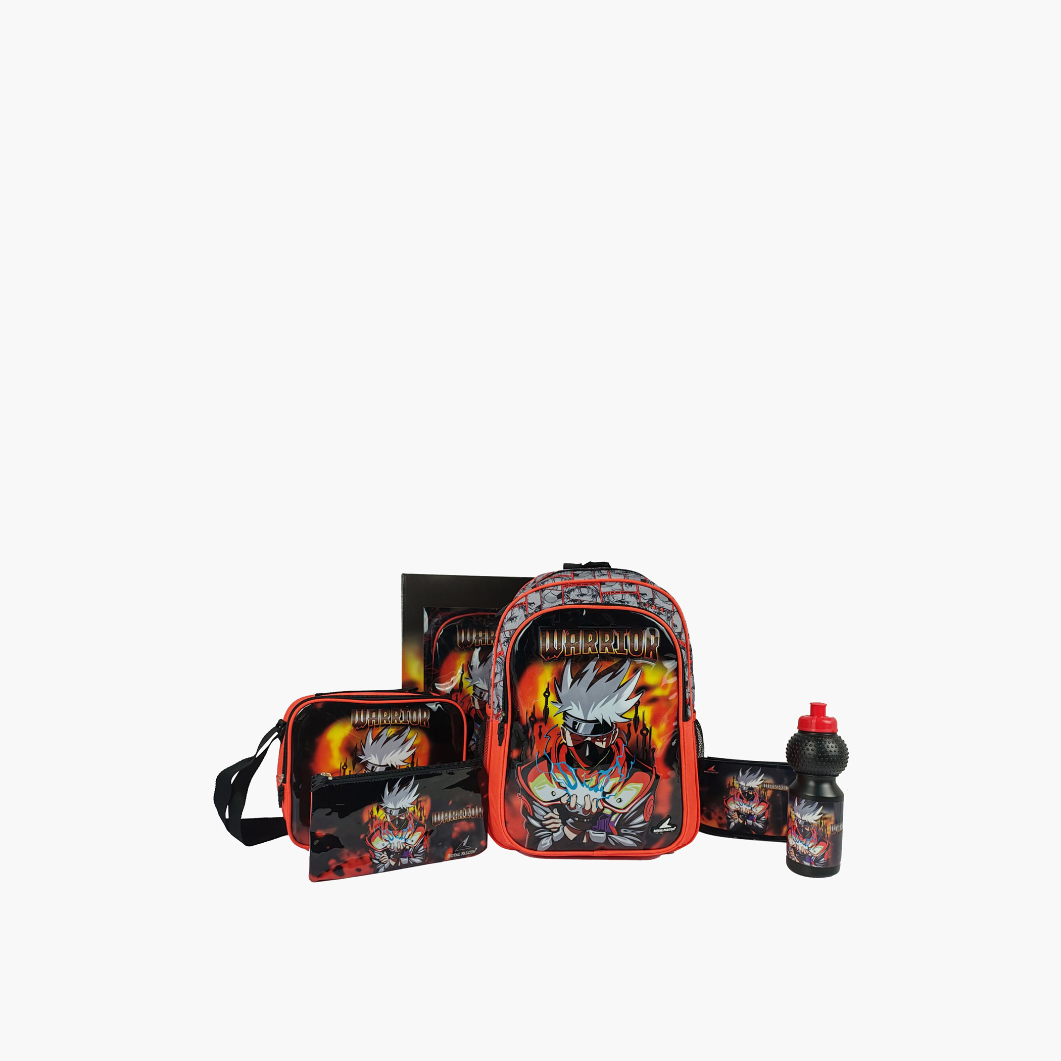 طقم شنطة ظهر 16 بوصة بطبعات 5 قطع من رويال فالكون - 28x10x40 سم-school-bagsandbackpacks-sets-image-1