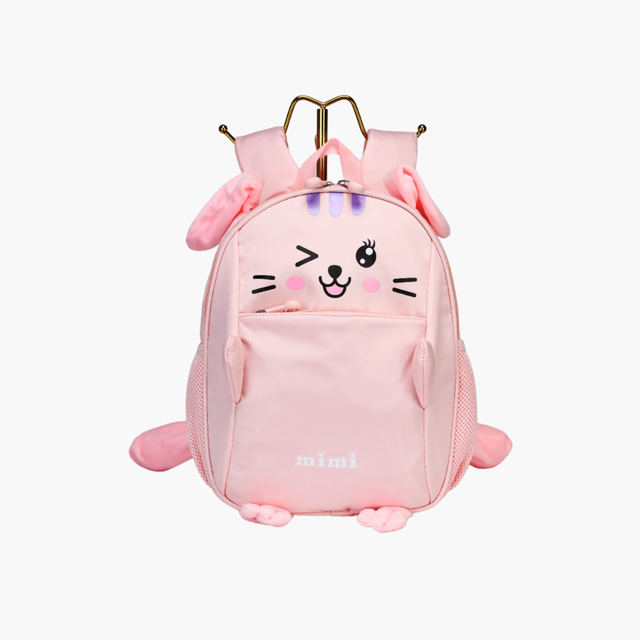شنطة ظهر 12 بوصة بسحاب إغلاق وزينة أذن وطبعات من ميمي - 12x8x30 سم-school-bagsandbackpacks-backpacks-image-1