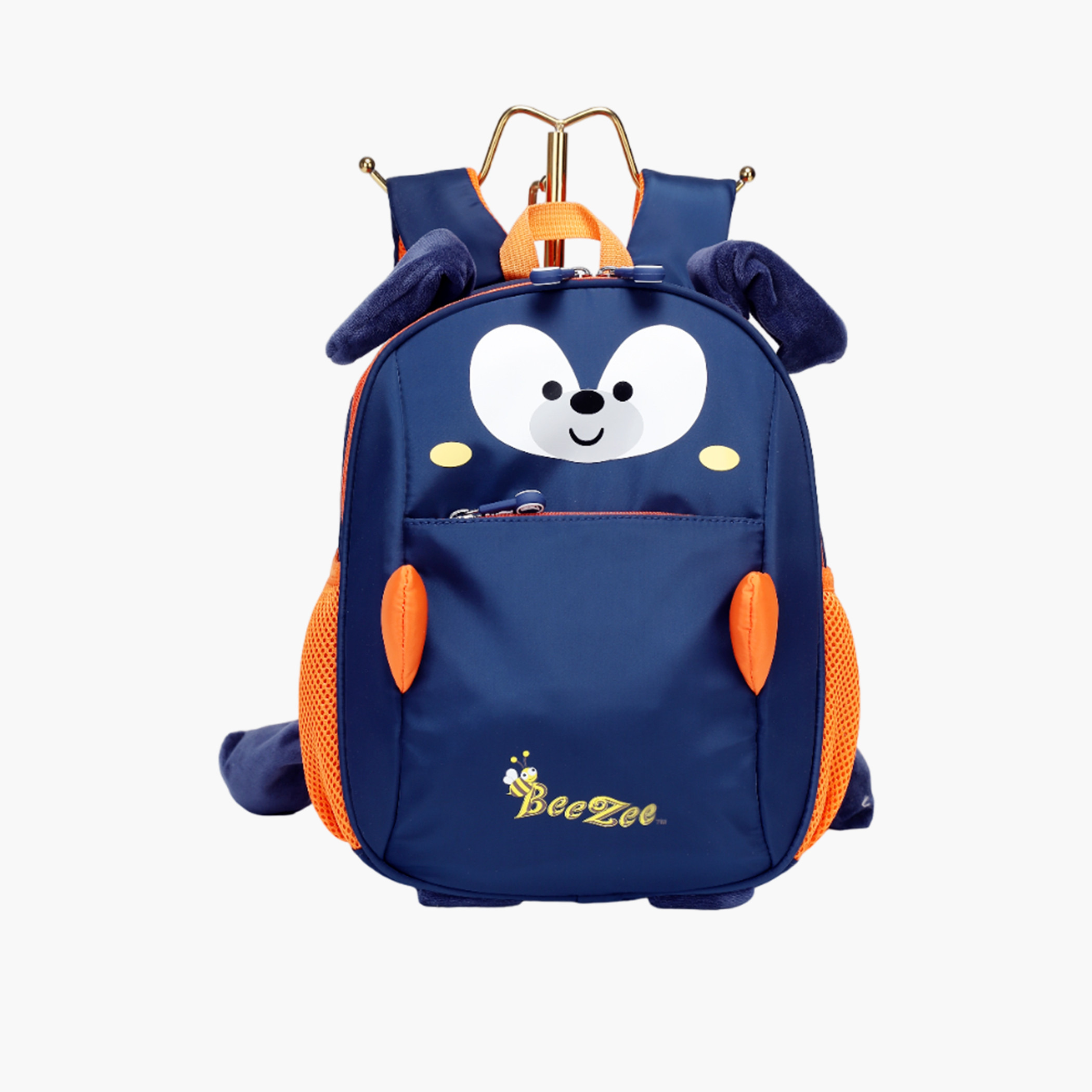 شنطة ظهر بطبعات مع سحاب للإغلاق وزينة أذن من بيزي - 12x8x30 سم-school-bagsandbackpacks-backpacks-image-1