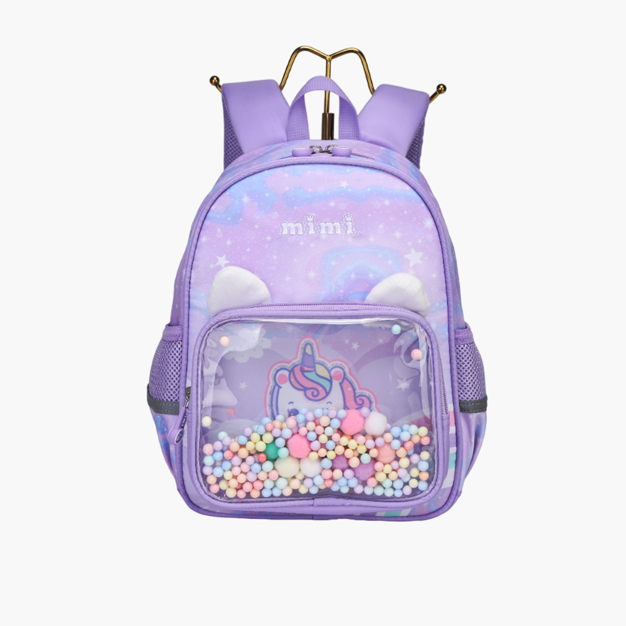Mimi Unicorn Print 12-inch Backpack with Zip Closure and Ear Applique - 12x8x30 cms-school-bagsandbackpacks-backpacks-image-1