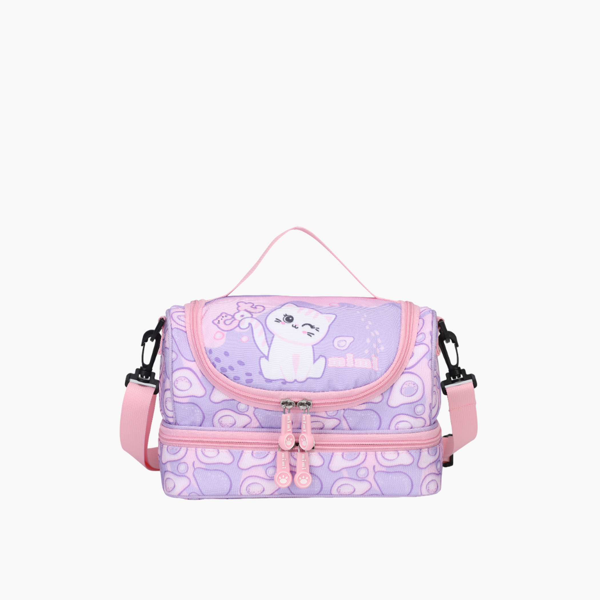 شنطة غداء بحزام قابل للتعديل وسحاب إغلاق وطبعات قطة من ميمي-school-lunchessentials-lunchbags-image-1