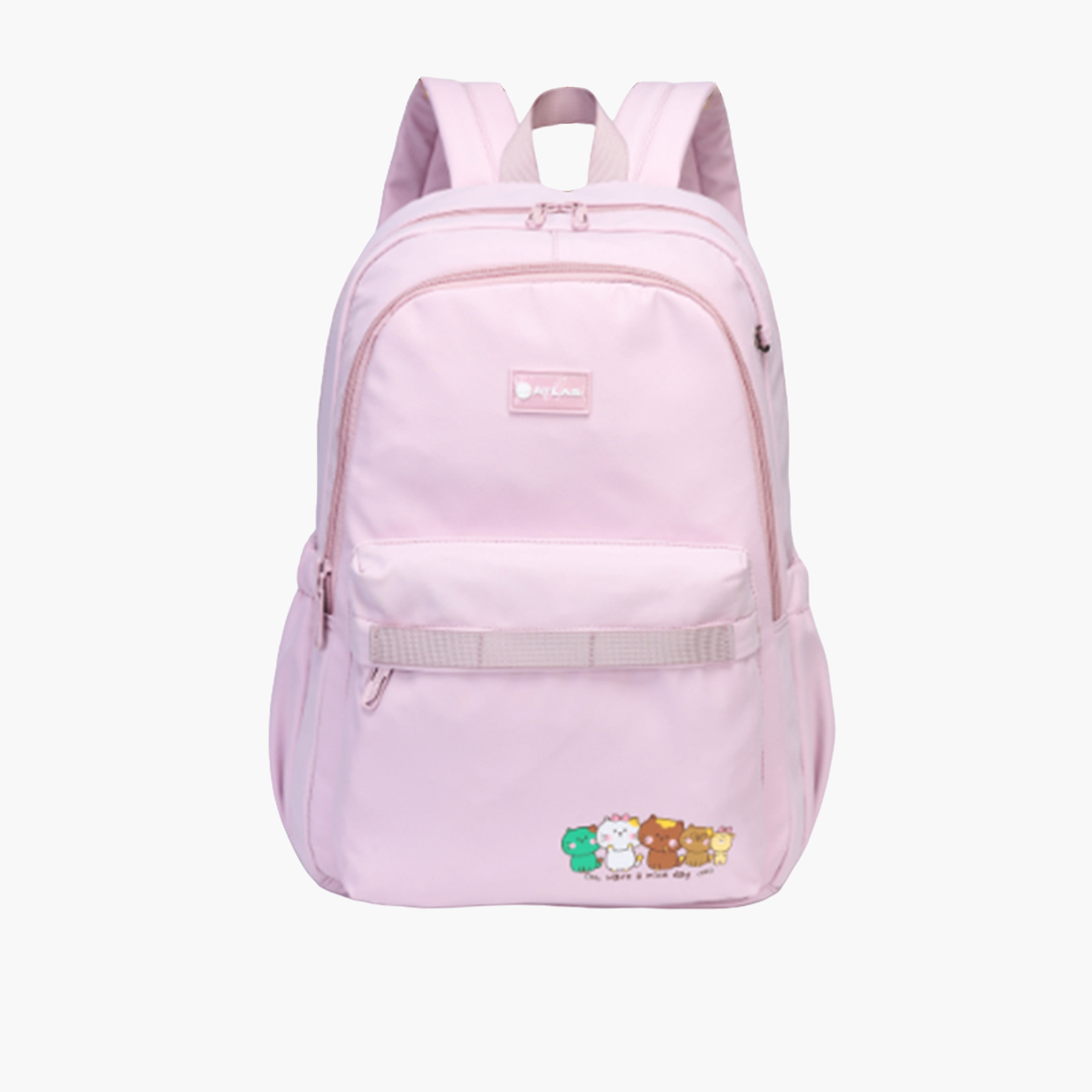 شنطة ظهر بحمالات قابلة للتعديل وسحّاب إغلاق وزخارف شعار من أطلس - 28x10x43 سم-school-bagsandbackpacks-backpacks-image-1