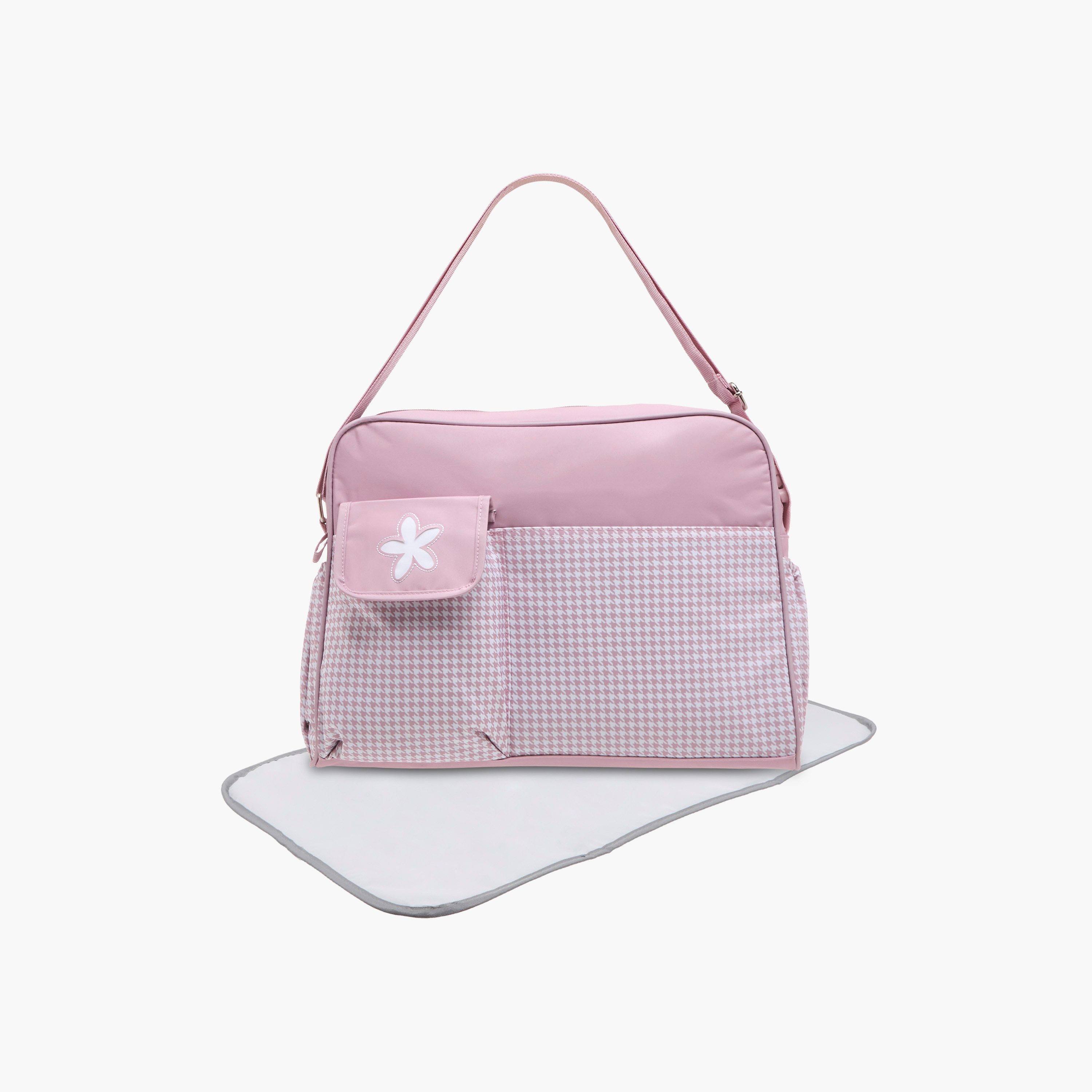 Juniors Checked Diaper Bag with Double Handle and Zip Closure-baby-diapering-diaperbags-image-1