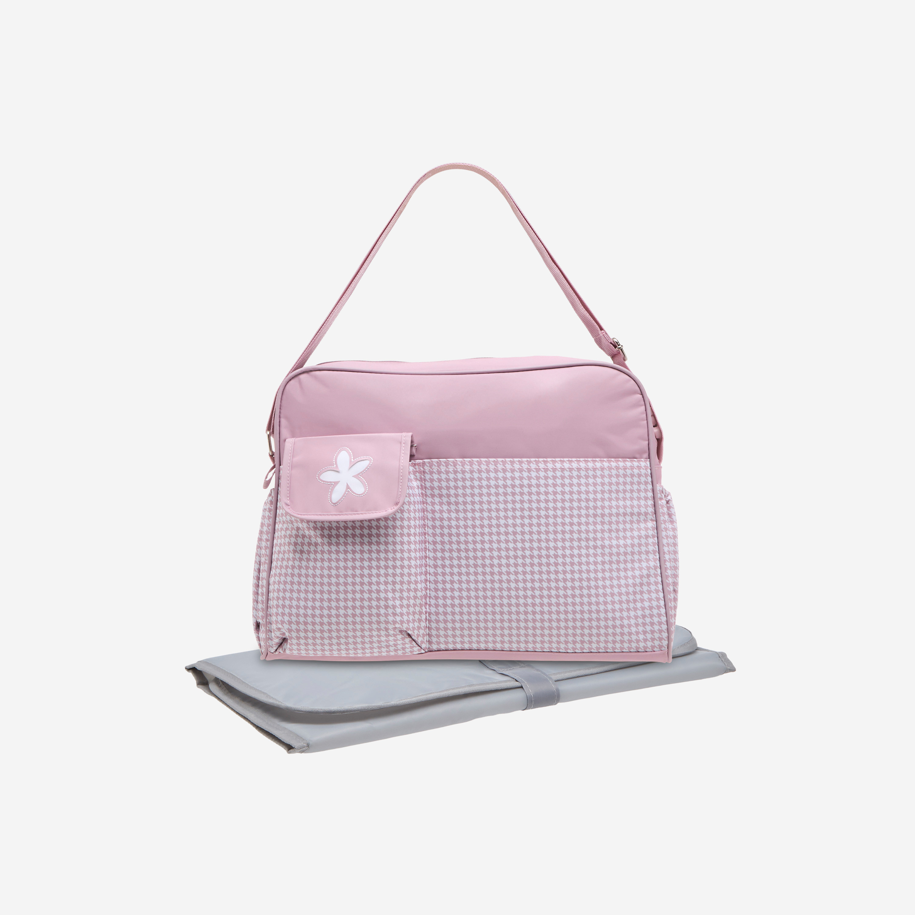 Juniors Checked Diaper Bag with Double Handle and Zip Closure-baby-diapering-diaperbags-image-3