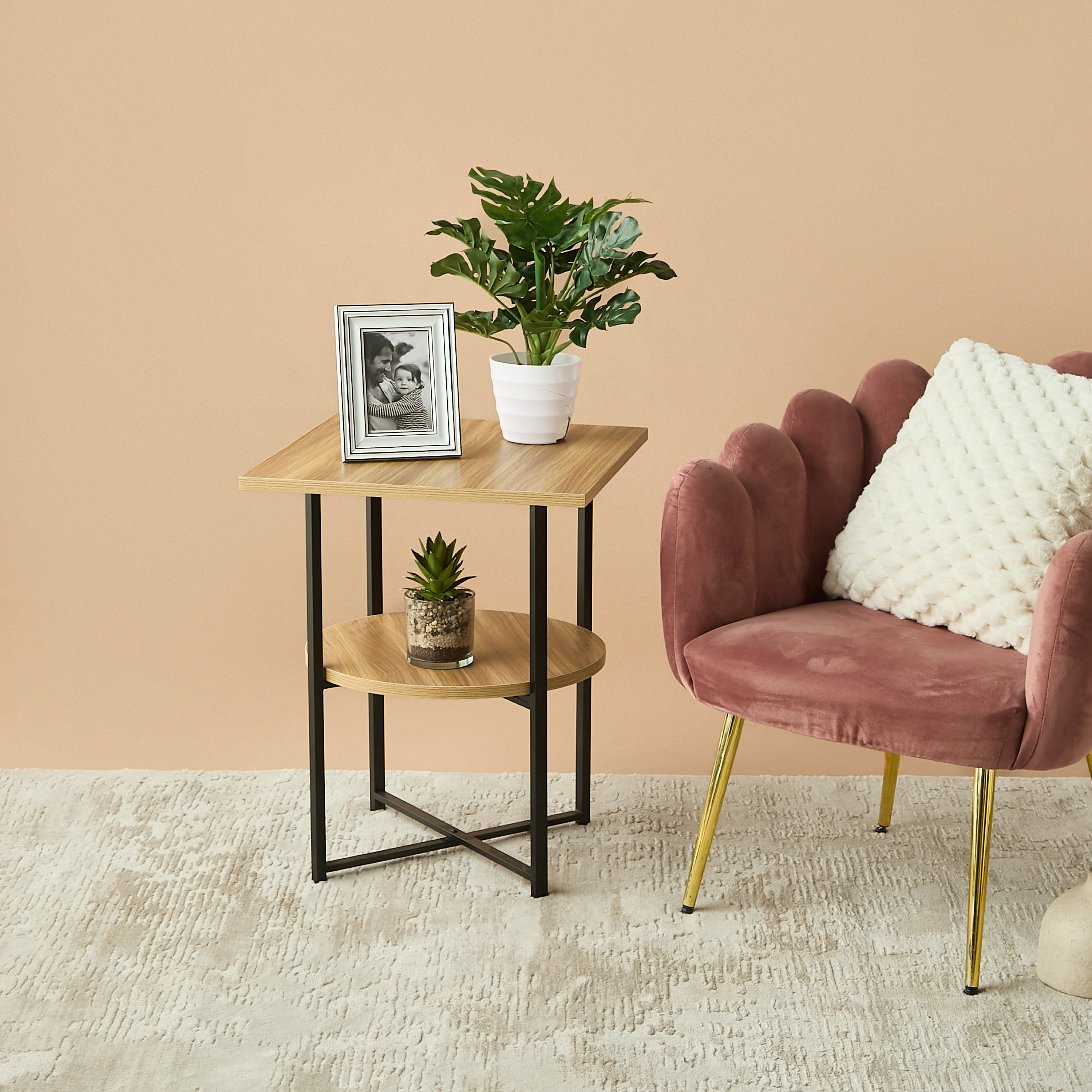 Wooden Two-Tier Side Table - 48x61 cms-furniture-livingroom-sideandendtables-image-1