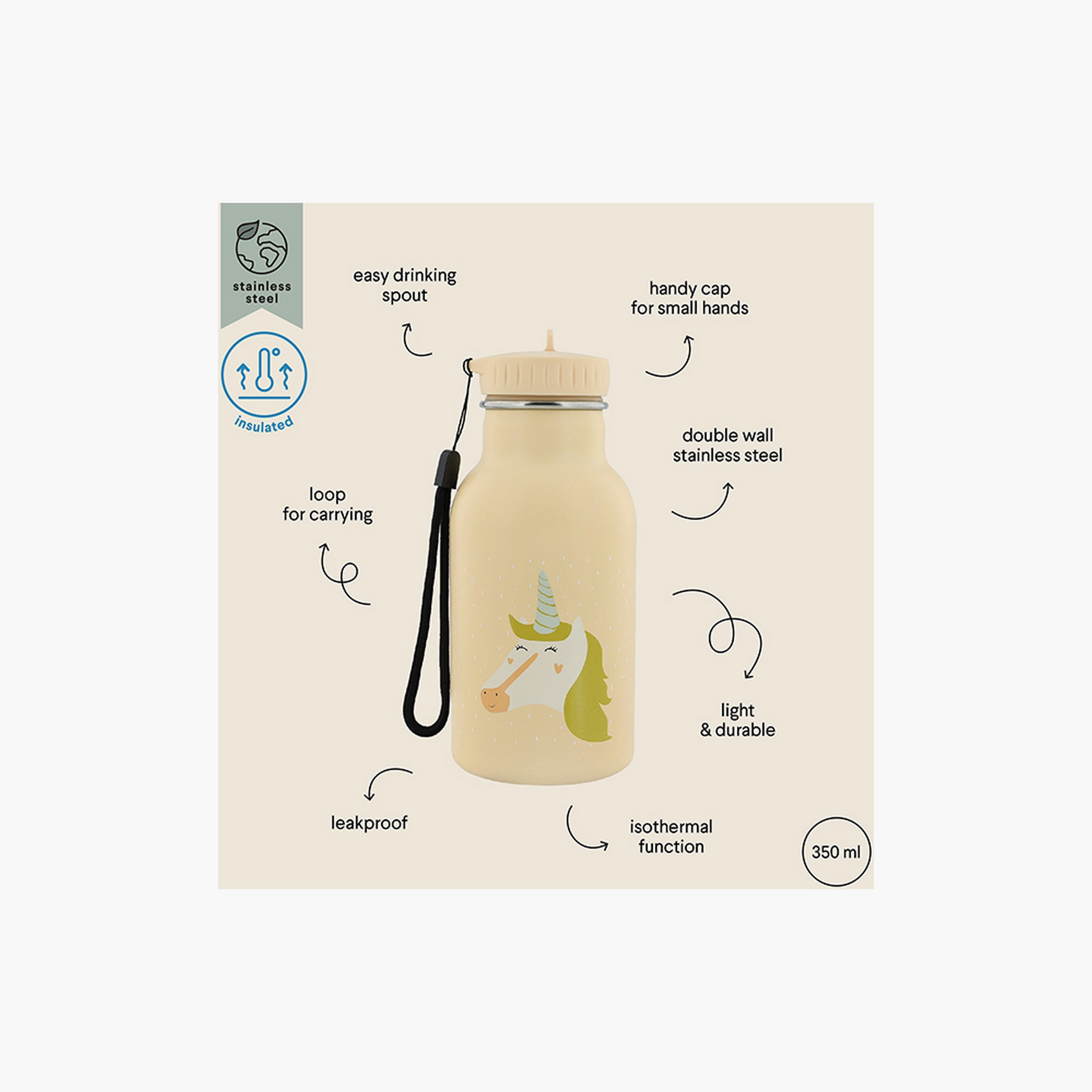 Trixie Insulated Water Bottle - Mrs. Unicorn - 350ml-school-waterbottles-image-4