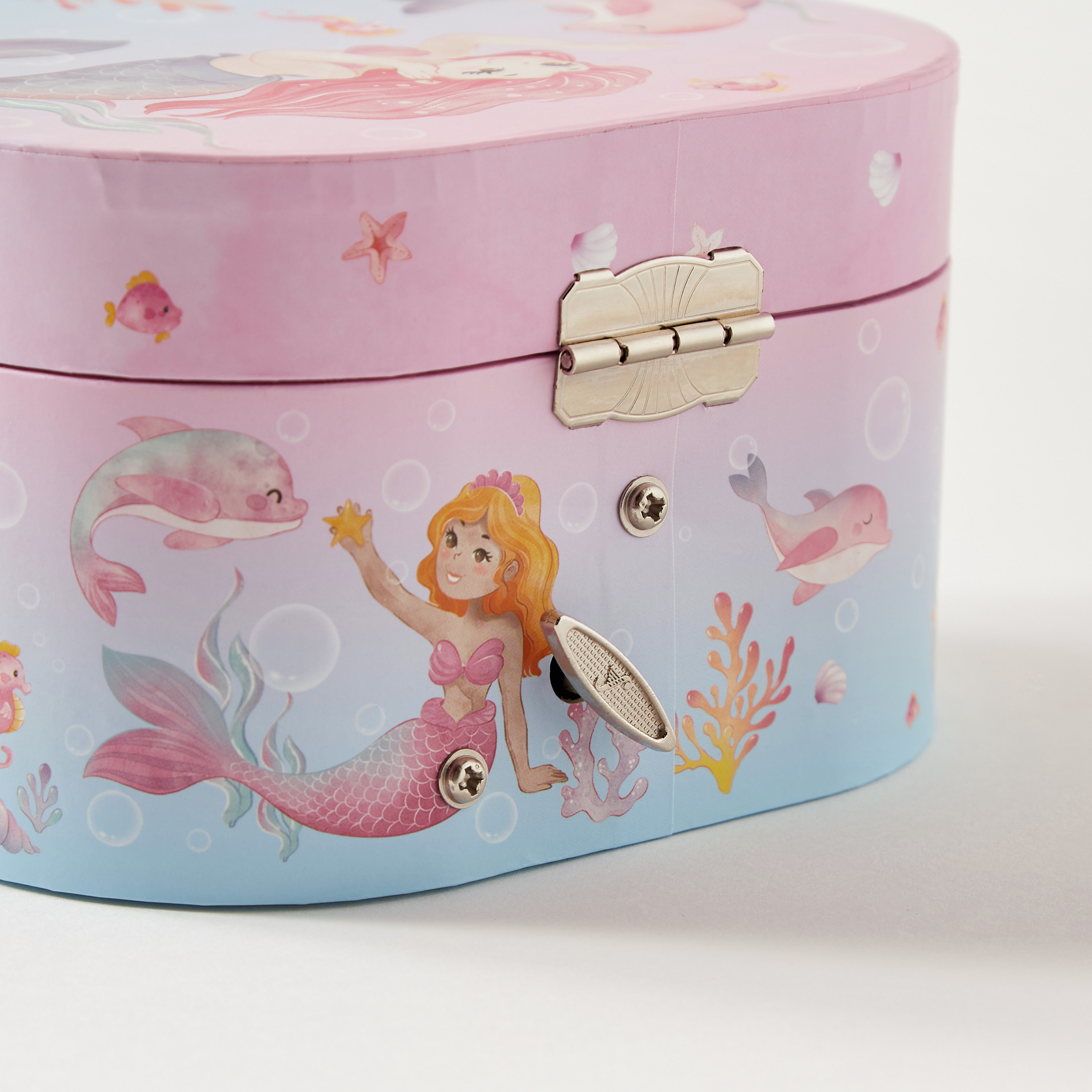 Mermaid Print Heart Shape Musical Jewellery Box - 15x14x9 cm-women-watchesandjewellery-jewellery-storage-image-5