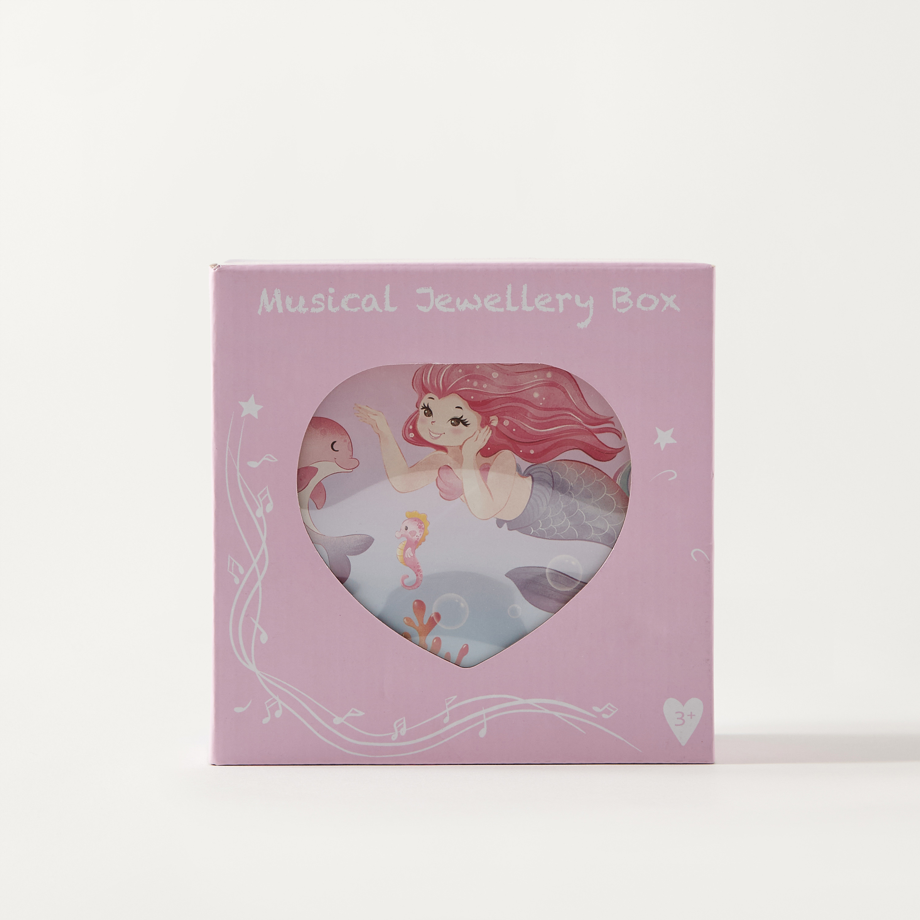 Mermaid Print Heart Shape Musical Jewellery Box - 15x14x9 cm-women-watchesandjewellery-jewellery-storage-image-6