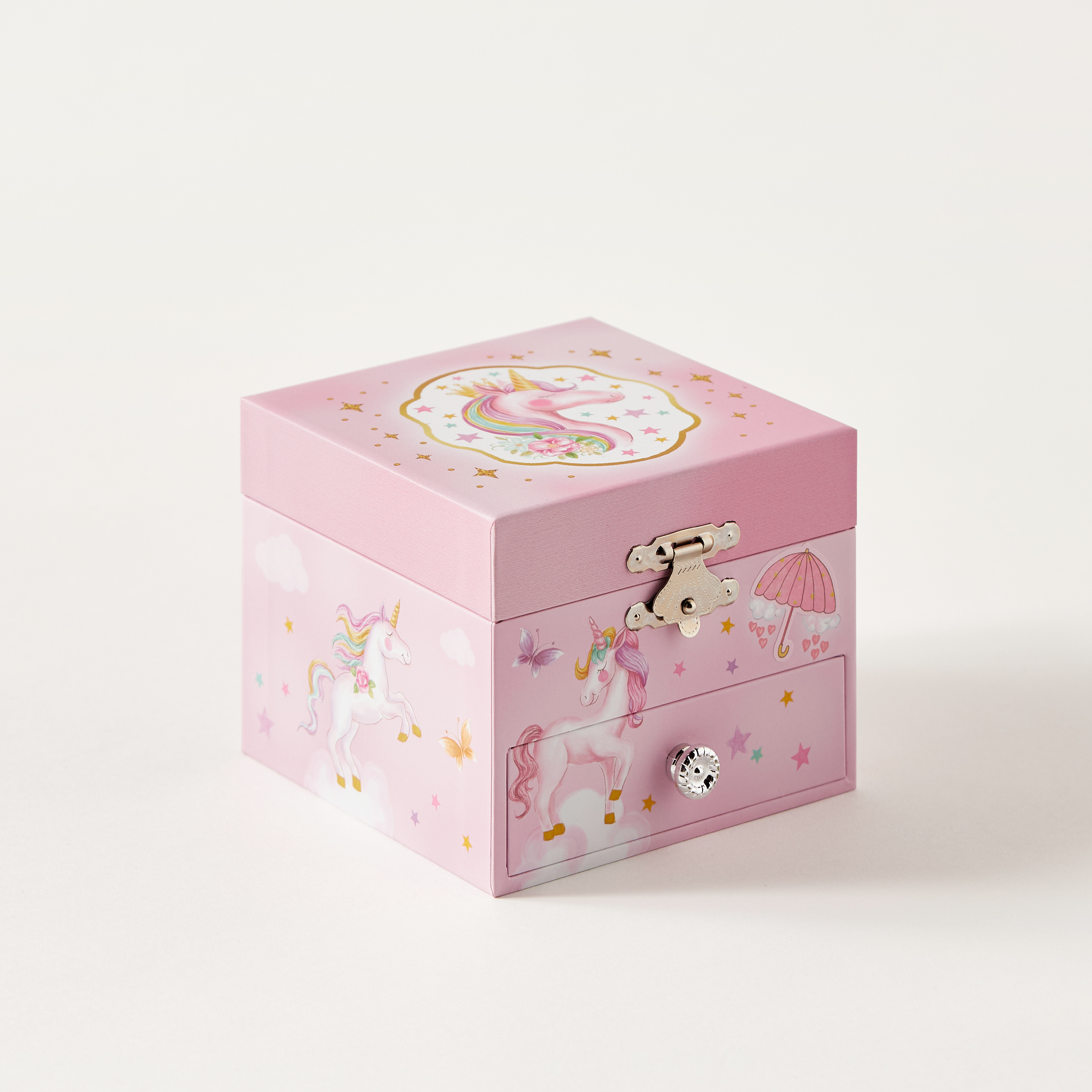 صندوق مجوهرات موسيقي بطبعات يونيكورن - 11x11x9 سم-women-watchesandjewellery-jewellery-storage-image-1
