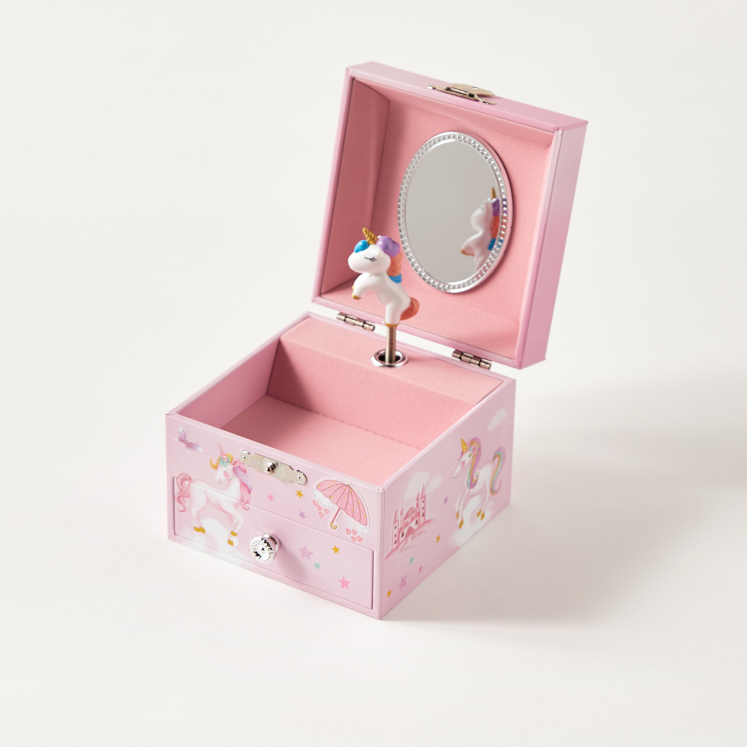 صندوق مجوهرات موسيقي بطبعات يونيكورن - 11x11x9 سم-women-watchesandjewellery-jewellery-storage-image-2