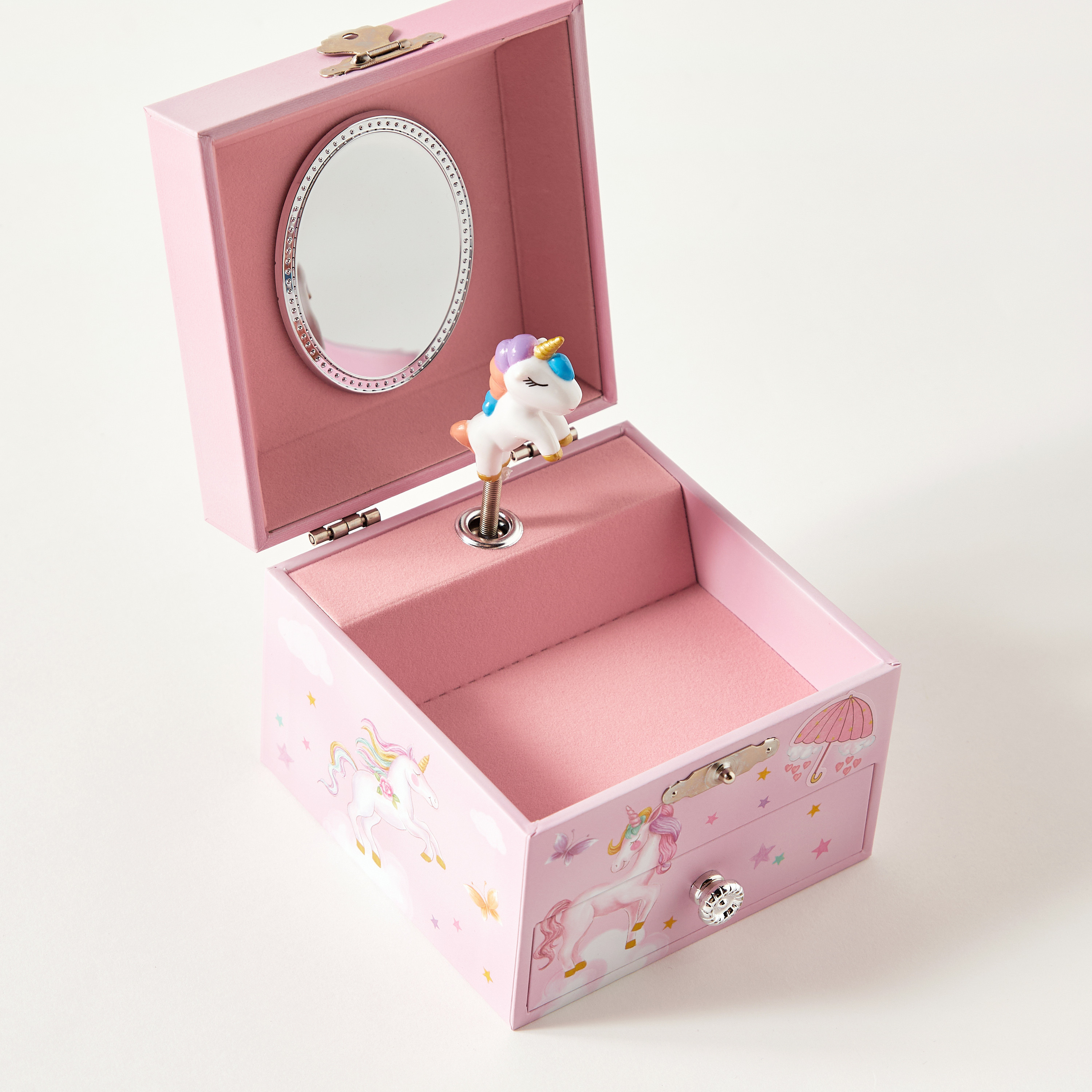 صندوق مجوهرات موسيقي بطبعات يونيكورن - 11x11x9 سم-women-watchesandjewellery-jewellery-storage-image-3