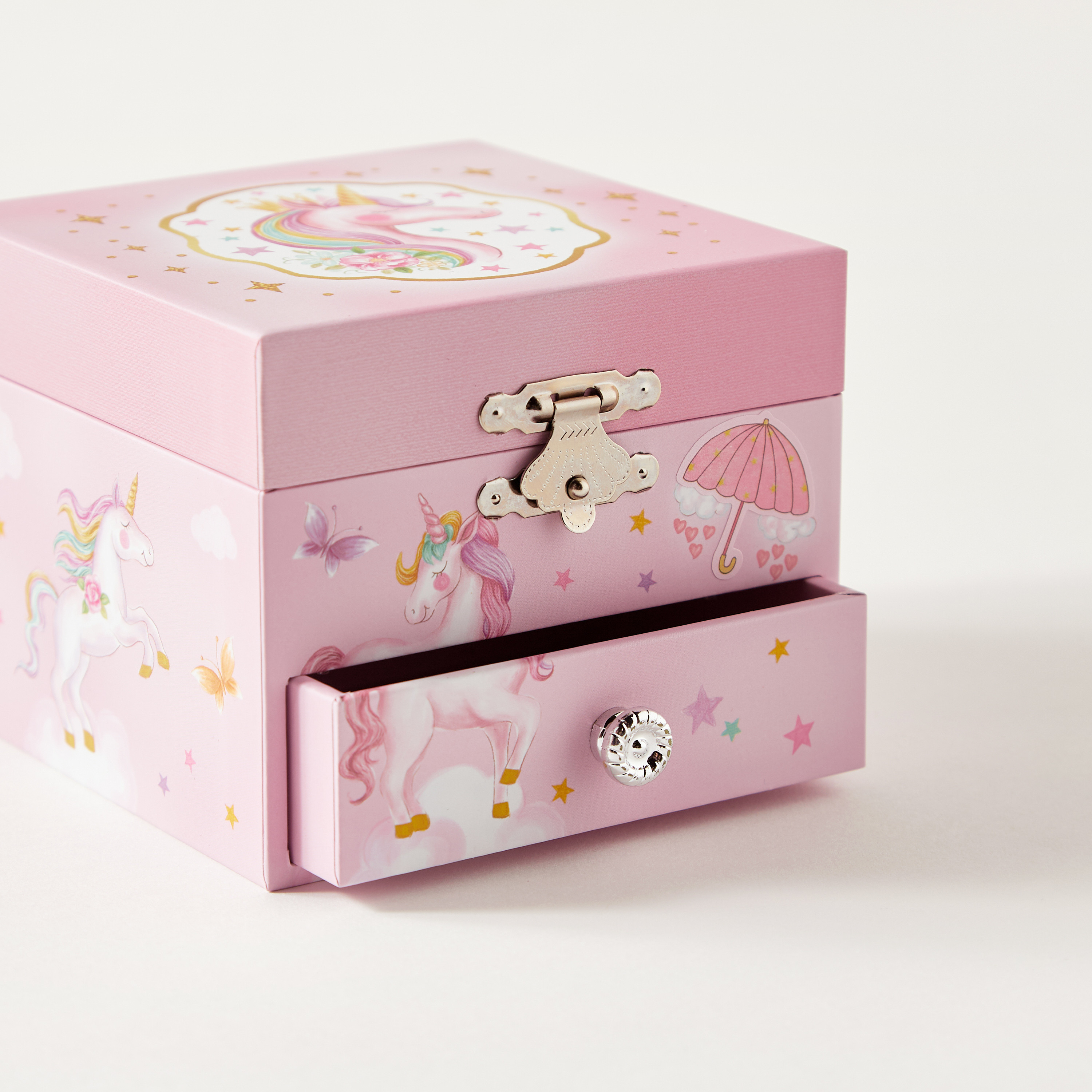 صندوق مجوهرات موسيقي بطبعات يونيكورن - 11x11x9 سم-women-watchesandjewellery-jewellery-storage-image-4