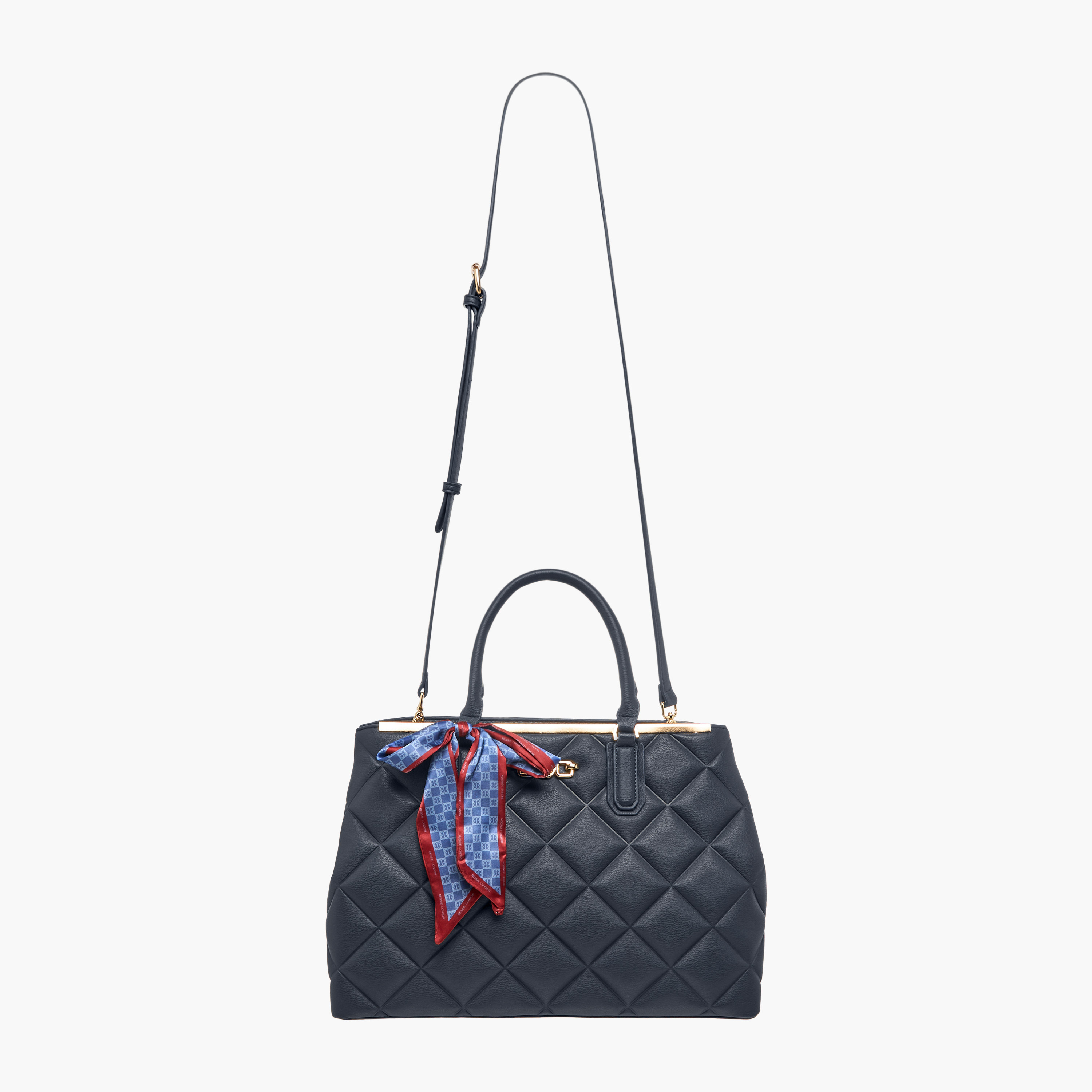Bessie London Quilted Tote Bag with Double Handle and Scarf Detail-women-bagsandwallets-handbags-image-3