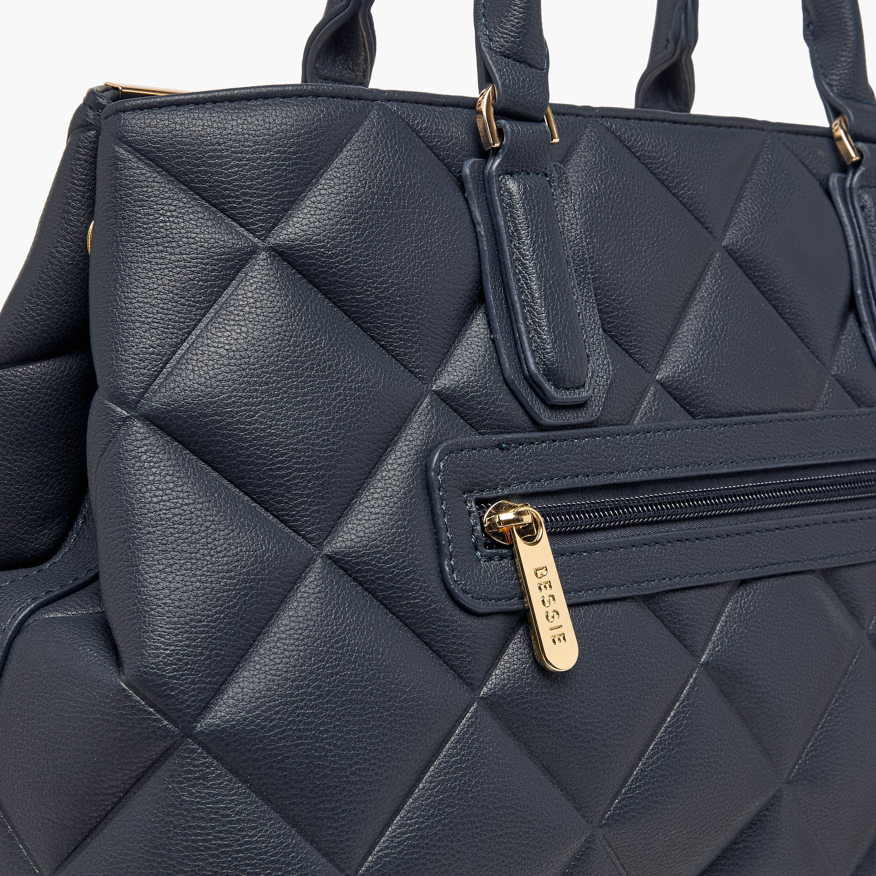 Bessie London Quilted Tote Bag with Double Handle and Scarf Detail-women-bagsandwallets-handbags-image-6