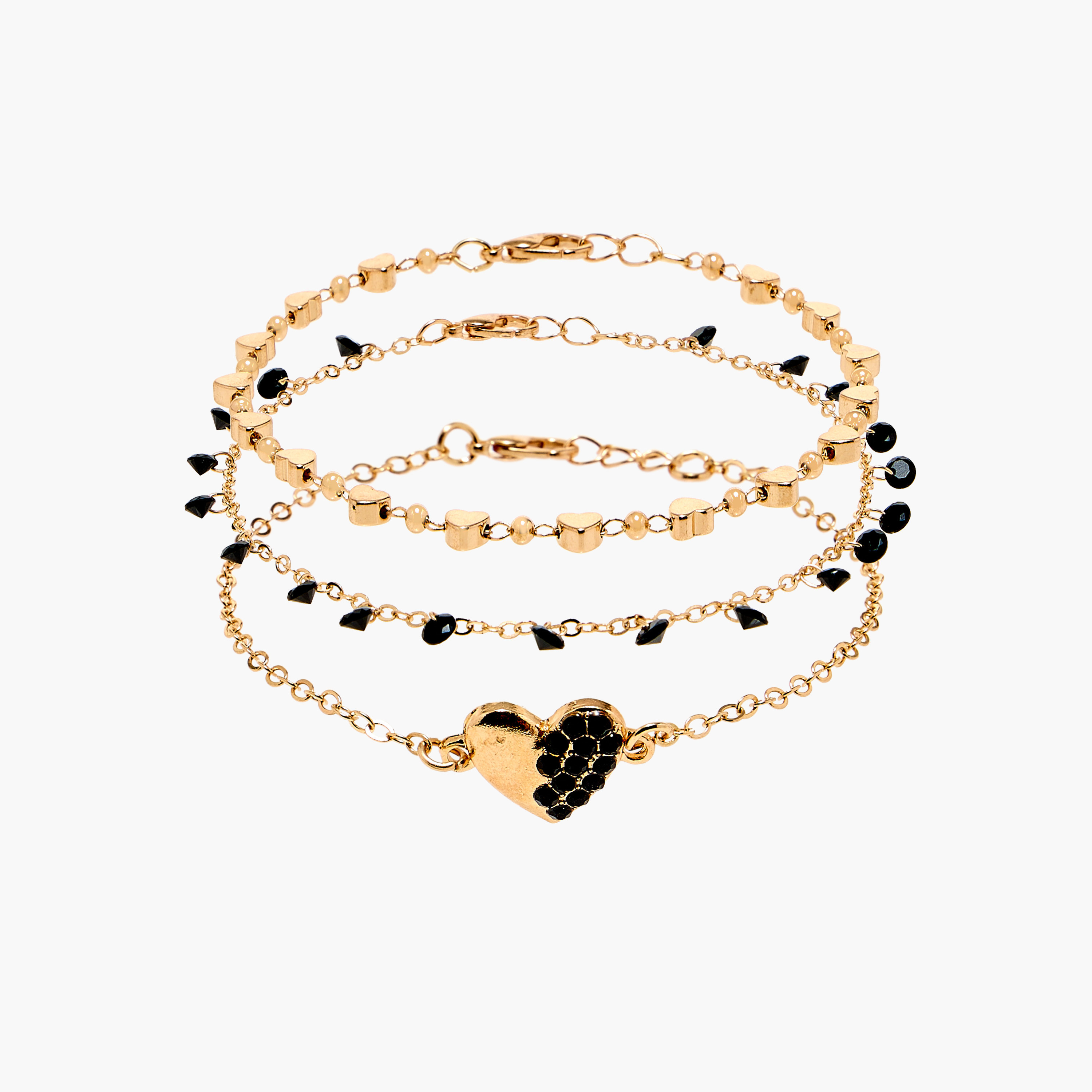 خلاخيل متنوعة بمشبك إغلاق - طقم 3 قطع-women-watchesandjewellery-jewellery-anklets-image-1