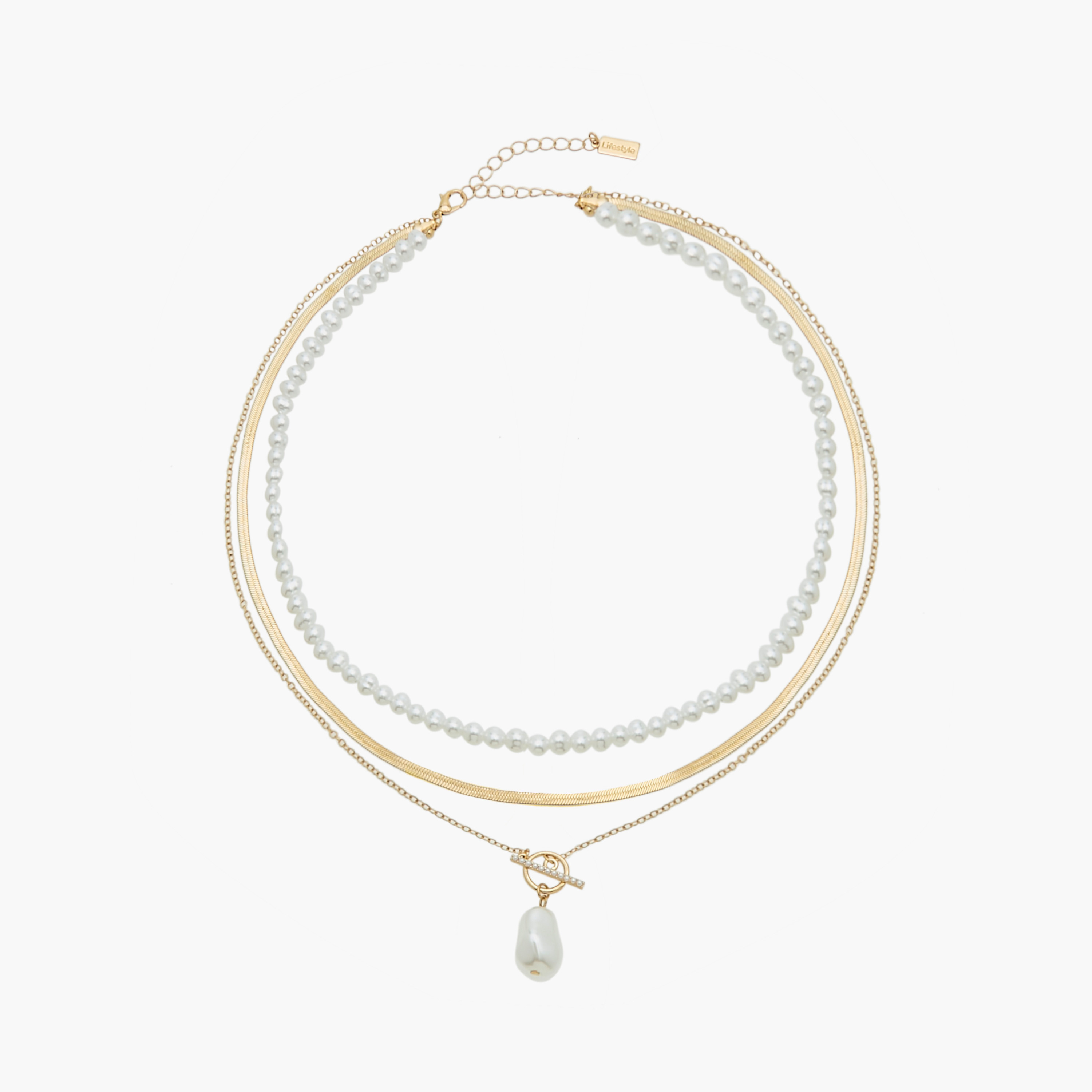 عقد متعدّد الطبقات بدلاية لؤلؤ ومشبك إغلاق-women-watchesandjewellery-jewellery-necklacesandpendants-image-1