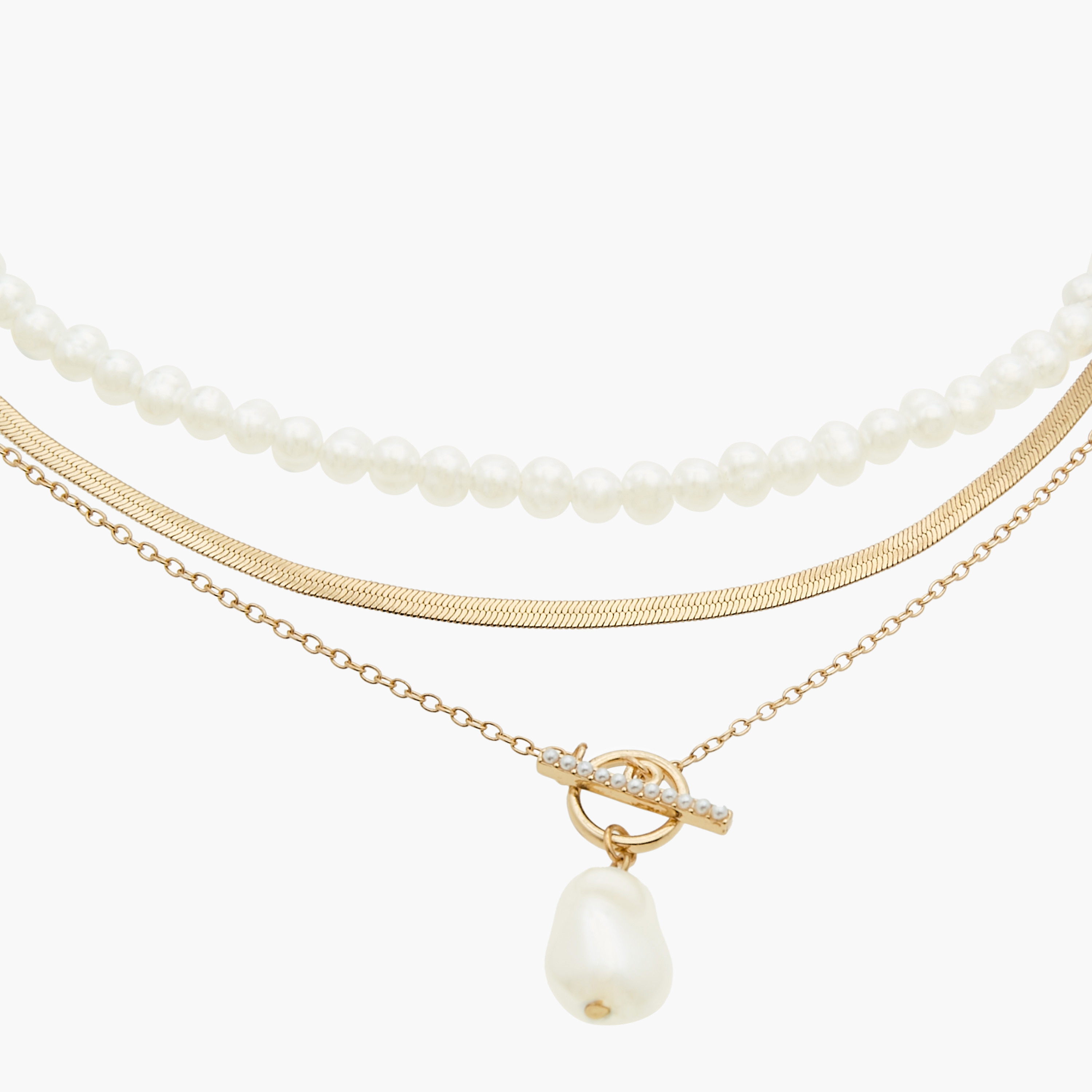 عقد متعدّد الطبقات بدلاية لؤلؤ ومشبك إغلاق-women-watchesandjewellery-jewellery-necklacesandpendants-image-2