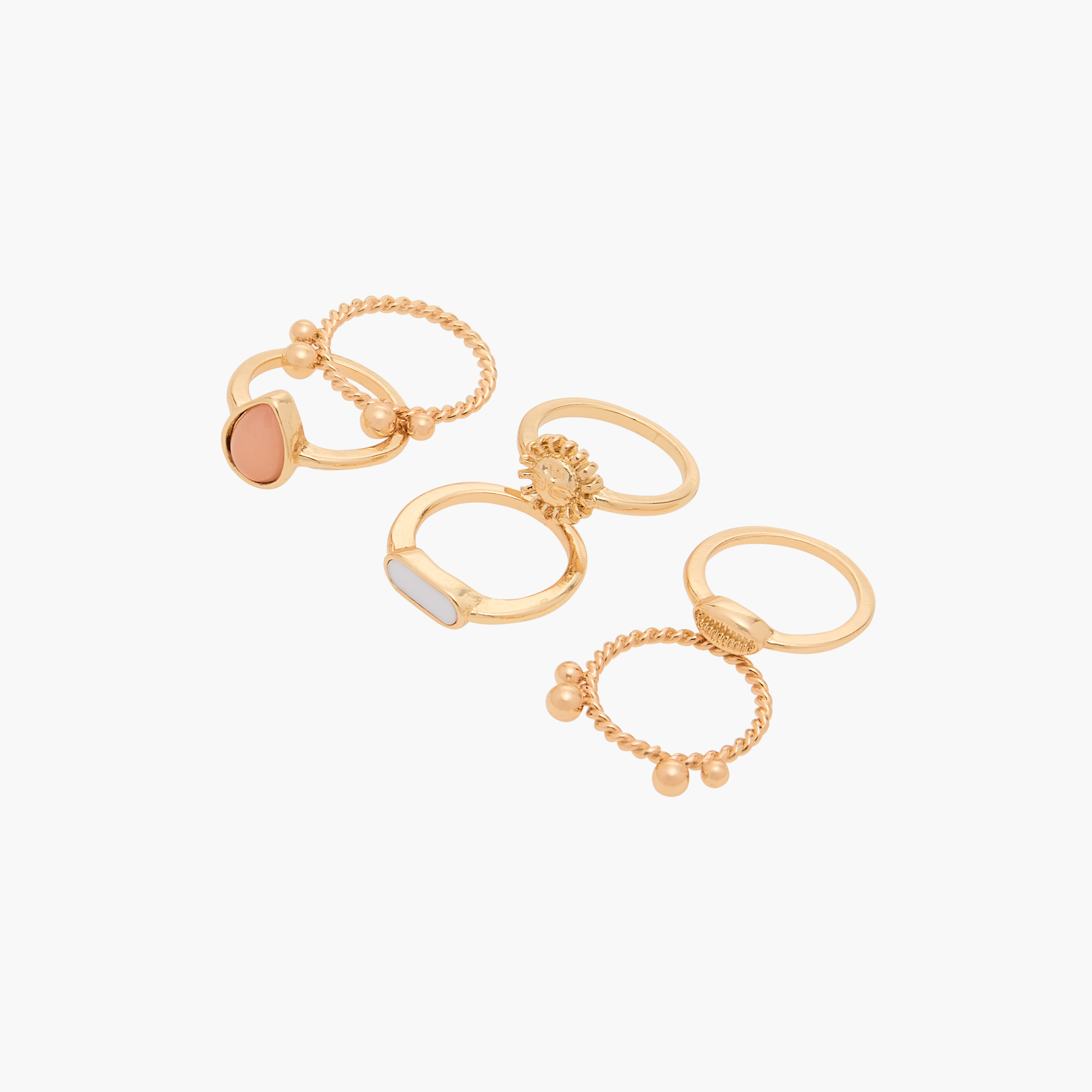 طقم خواتم 6 قطع متنوعة - مقاس واحد-women-watchesandjewellery-jewellery-rings-image-1