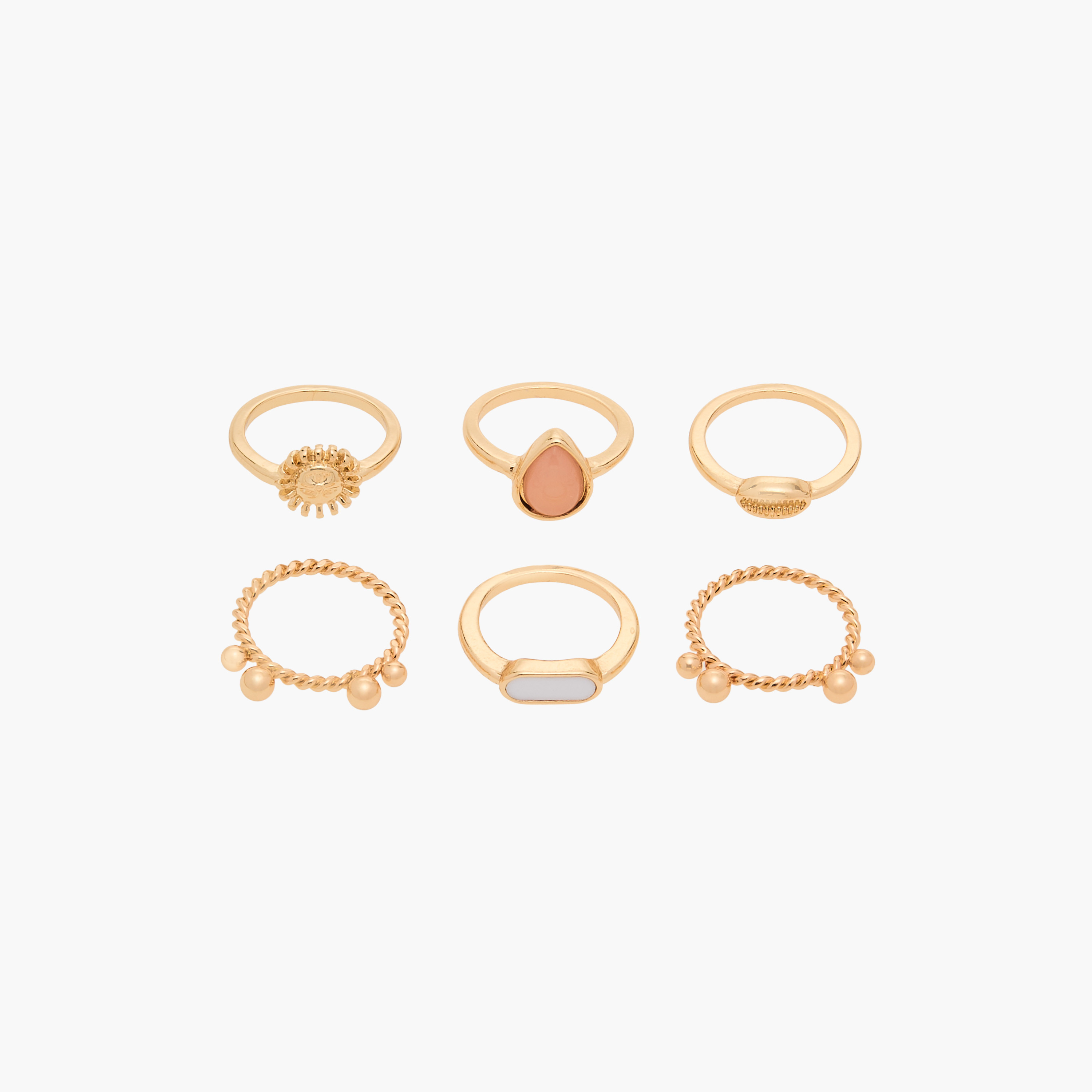 طقم خواتم 6 قطع متنوعة - مقاس واحد-women-watchesandjewellery-jewellery-rings-image-2