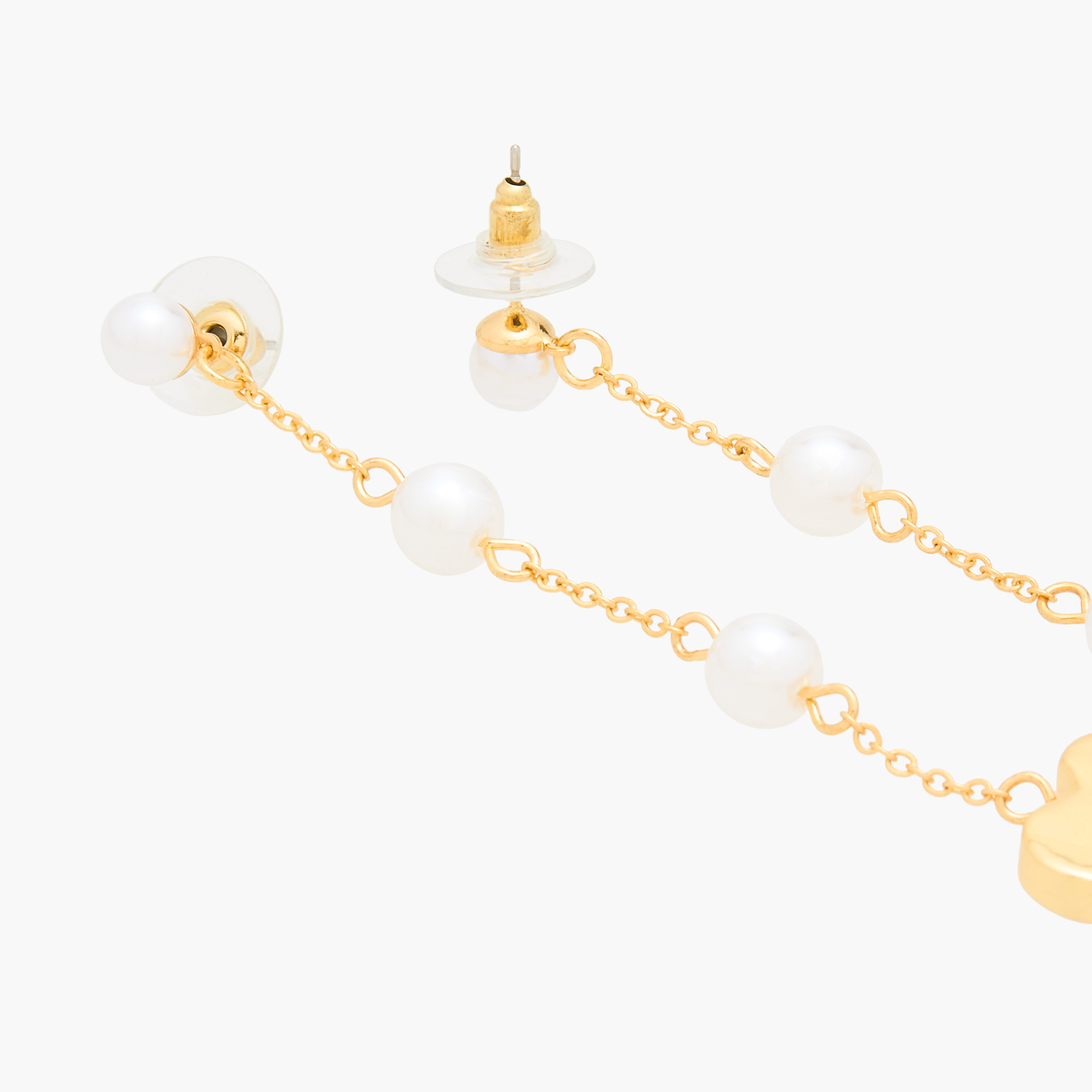 Canvas Pearl Embellished Dangle Earrings with Pushback Closure-women-watchesandjewellery-jewellery-earrings-image-3