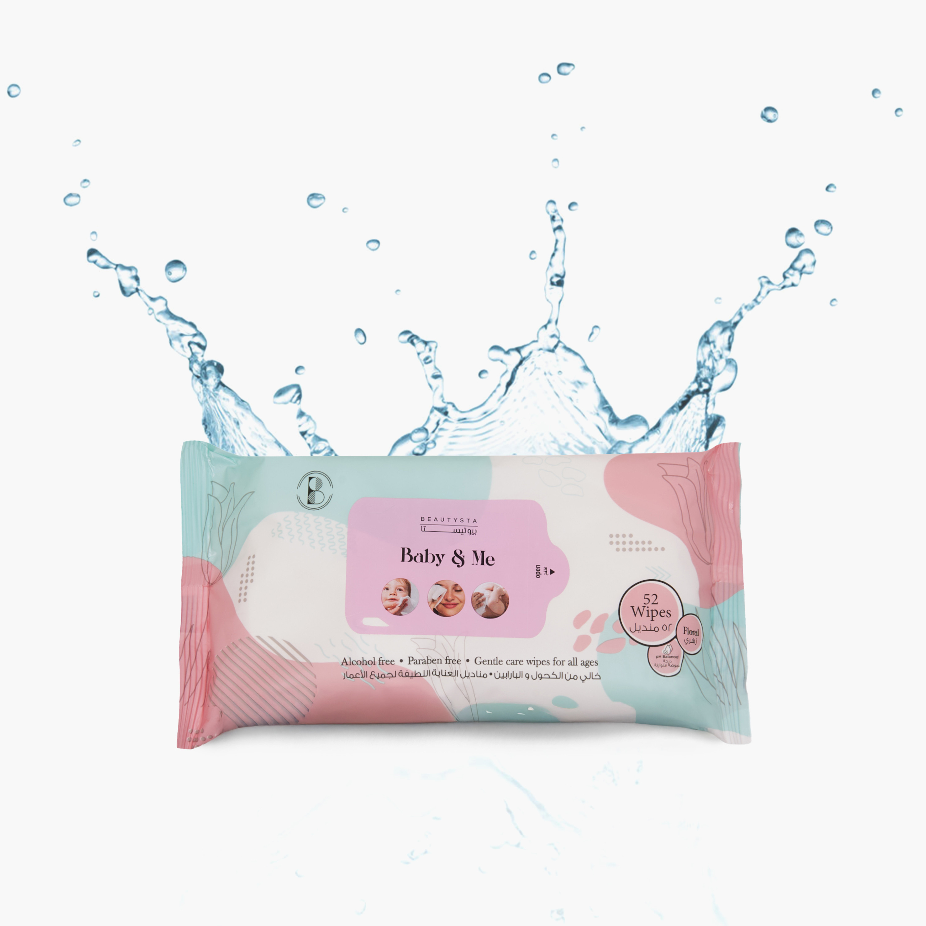 Beautysta Baby and Me Floral Wet Wipes - 52 Sheets-beautyandpersonalcare-makeup-face-makeupremovers-image-1