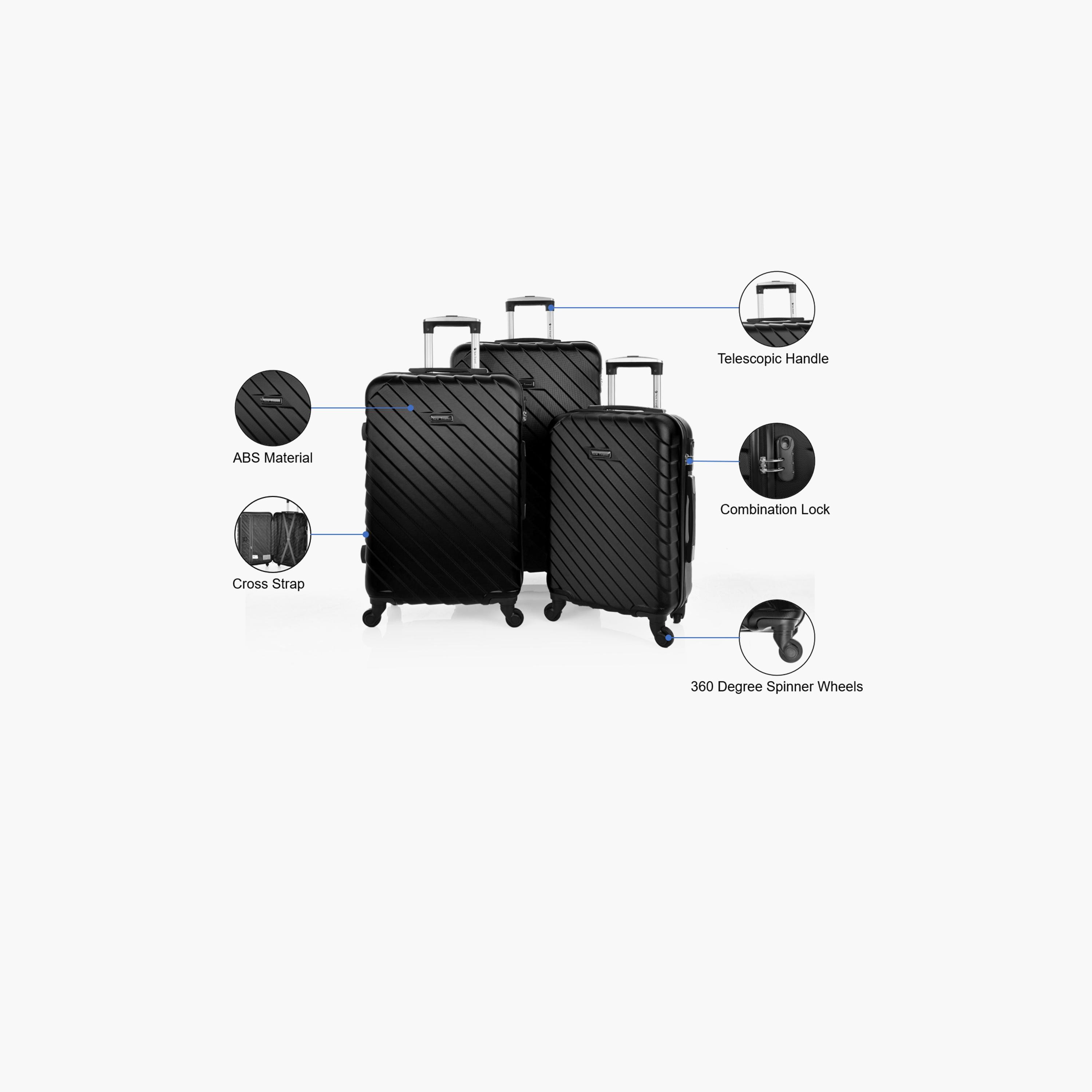 نيو ترافيل- طقم شنط سفر 3 شنط ABS بأربع عجلات دوارة مع قفل مركب | 0149/3p-travel-luggagesandbags-luggage-image-5