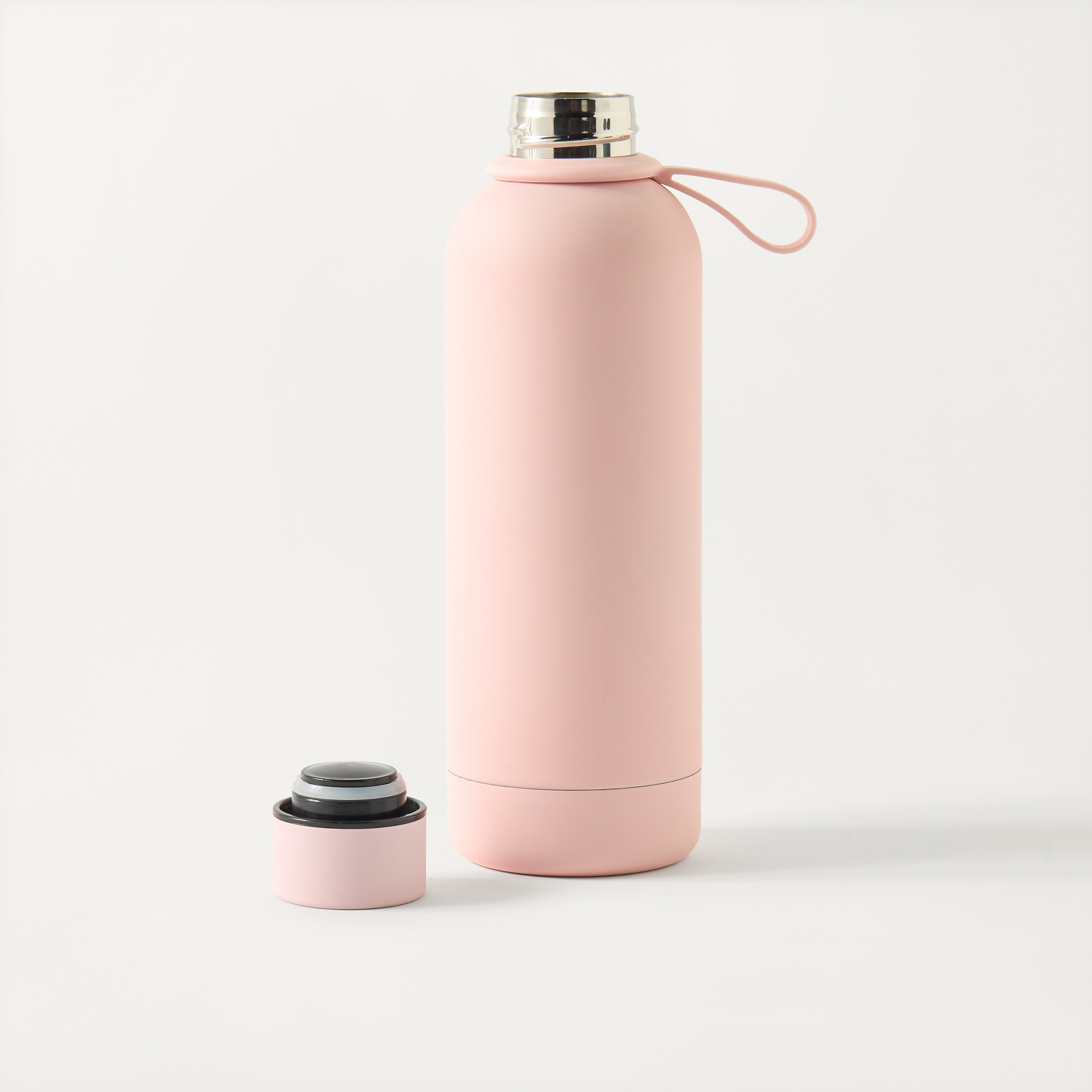 Solid Stainless Steel Double Wall Vacuum Water Bottle with Handle - 500 ml-school-waterbottles-image-2