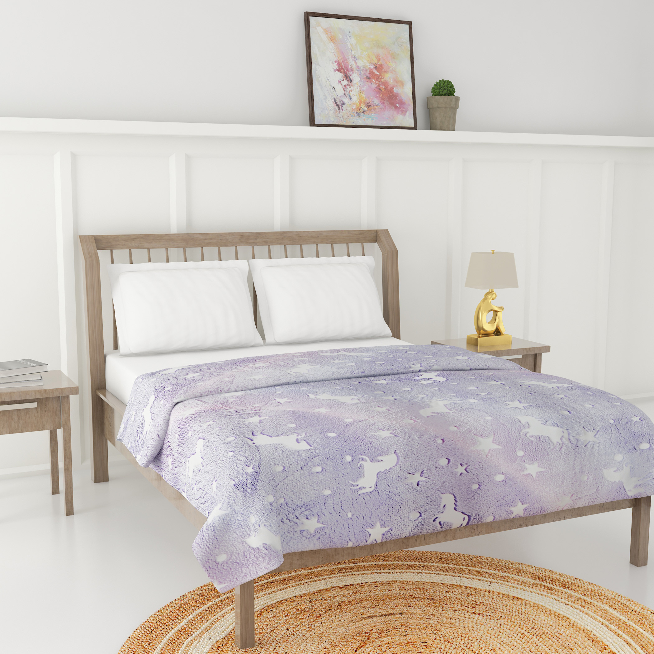 Unicorn Print Glow-In-The-Dark Blanket - 127x152 cms-household-bedding-blankets-image-2