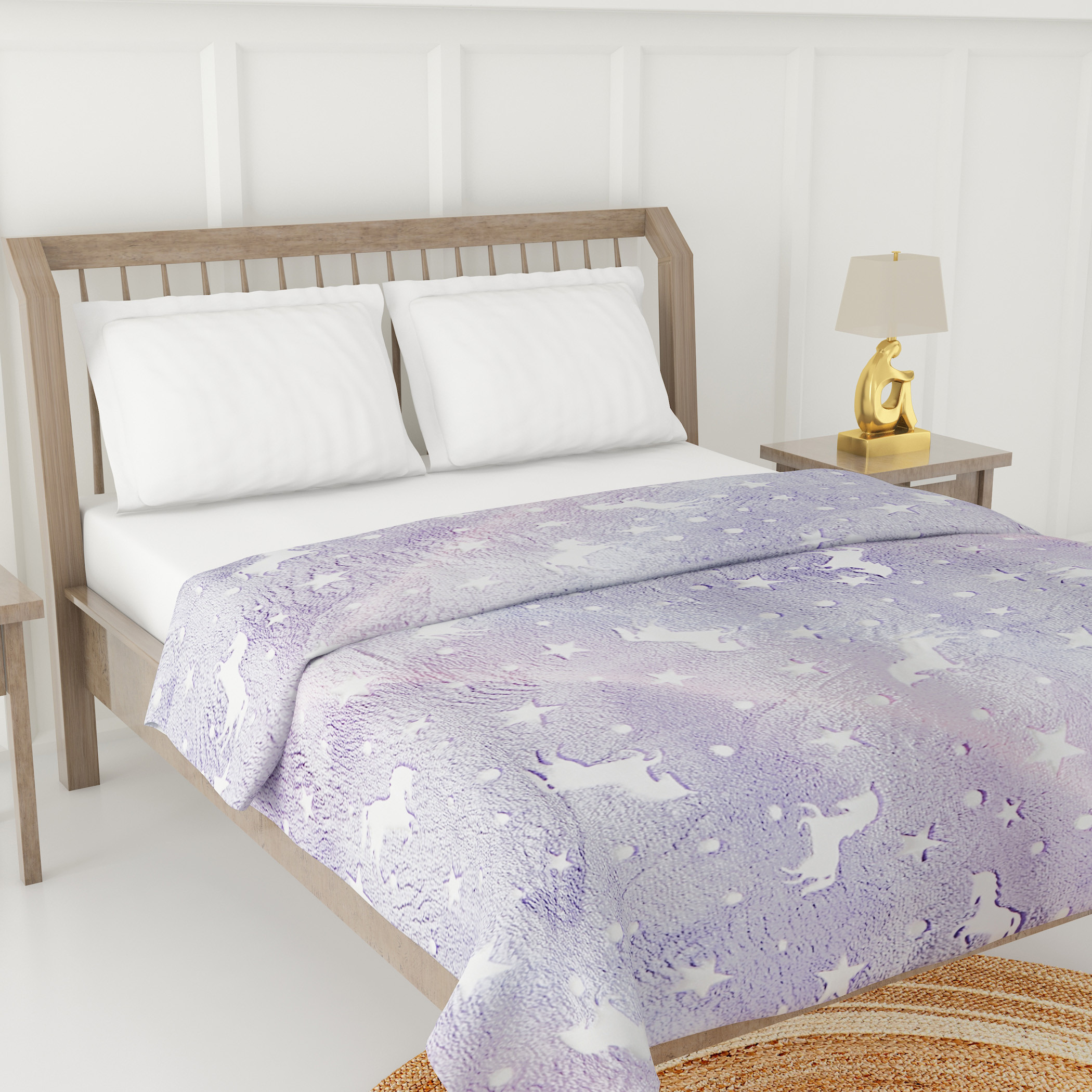 Unicorn Print Glow-In-The-Dark Blanket - 127x152 cms-household-bedding-blankets-image-3