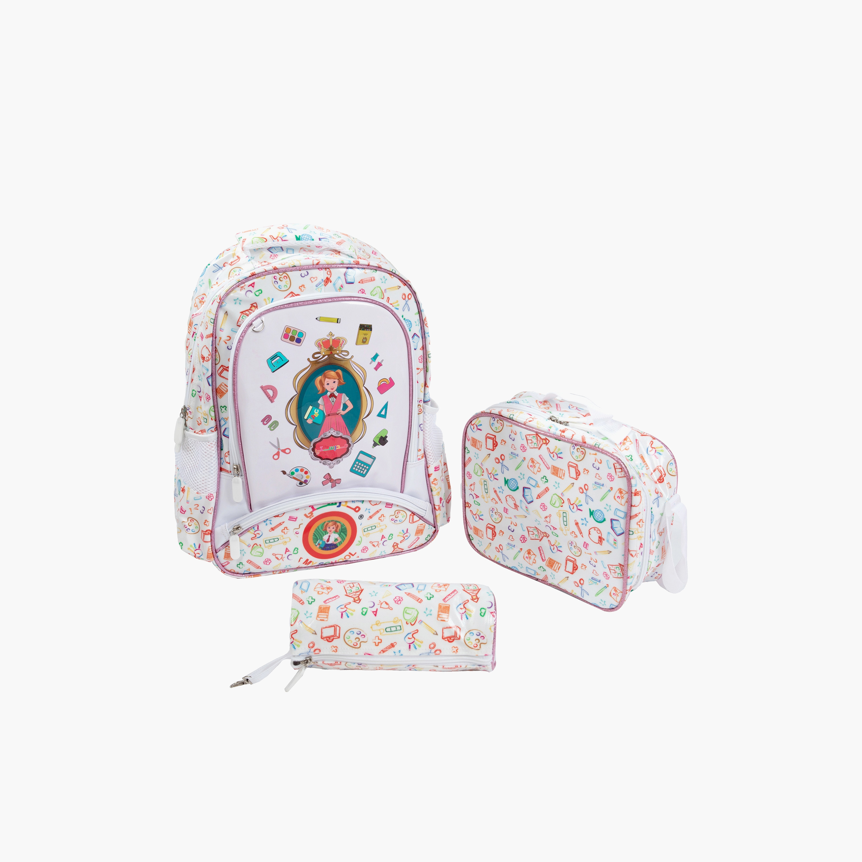 My School 3-Piece Printed Backpack Set - 15.7 Inch-school-bagsandbackpacks-sets-image-1