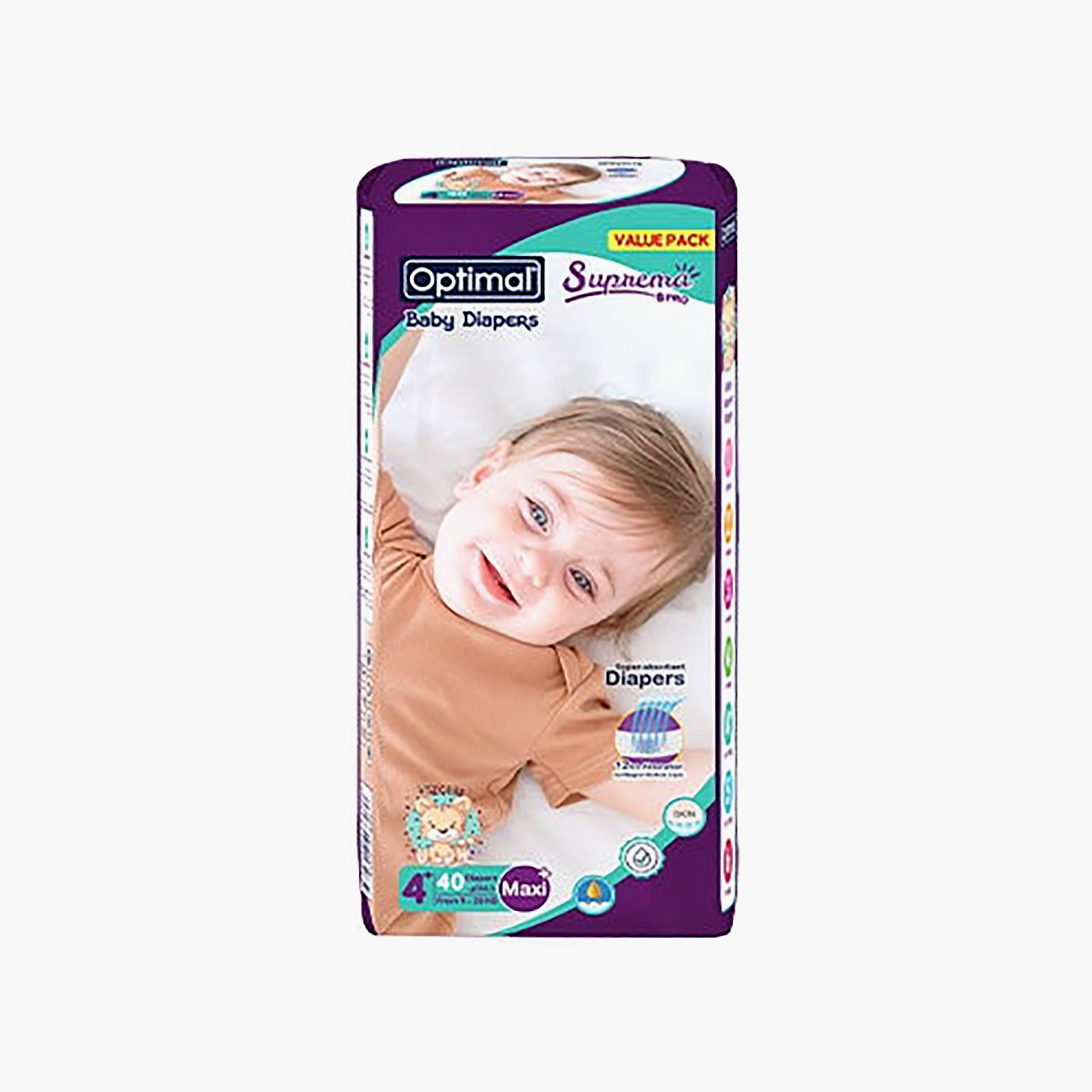 Optimal Baby Diapers Maxi Plus Diapers - Size 4+ - 9-20 Kg - 40 Pieces-baby-diapering-diapers-image-1