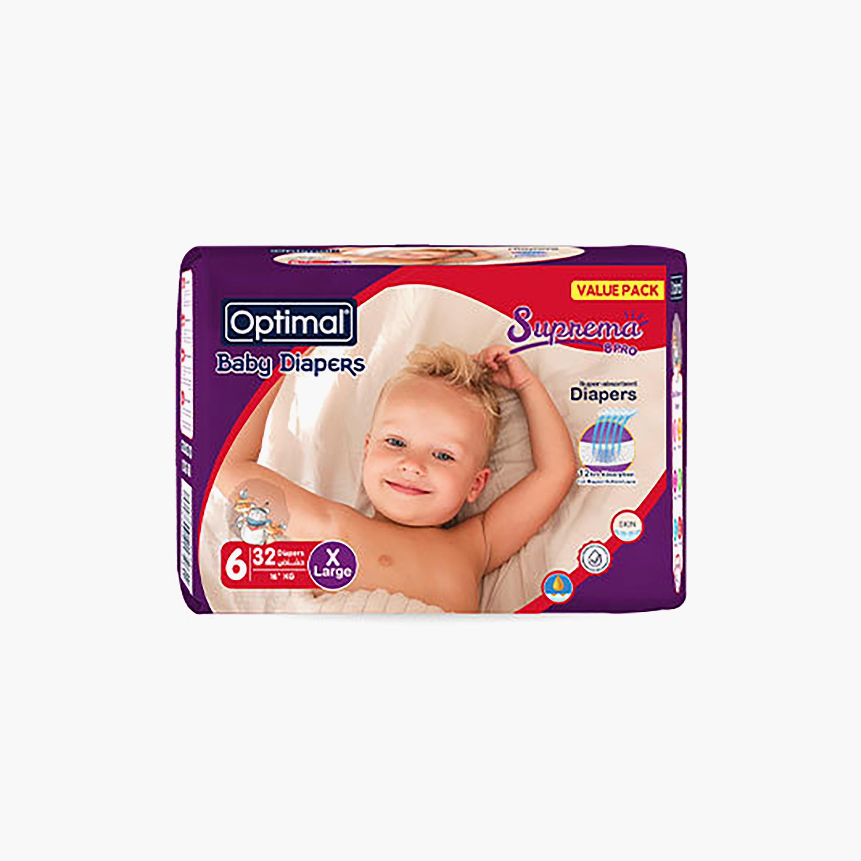 Optimal Baby Diapers X-Large Diapers - Size 6 - 16+ Kg - 32 Pieces-baby-diapering-diapers-image-1