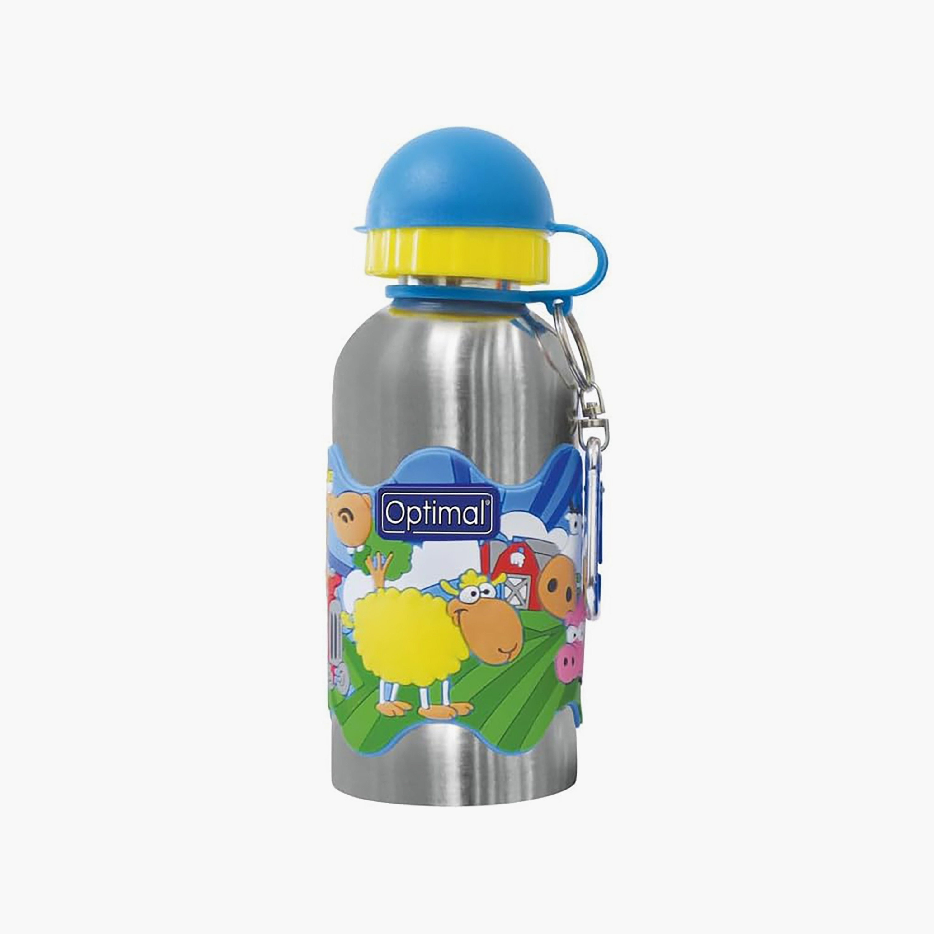 Optimal Baby Stainless Steel Water Bottle with Straps - Blue Farm - 350 ml-school-waterbottles-image-1